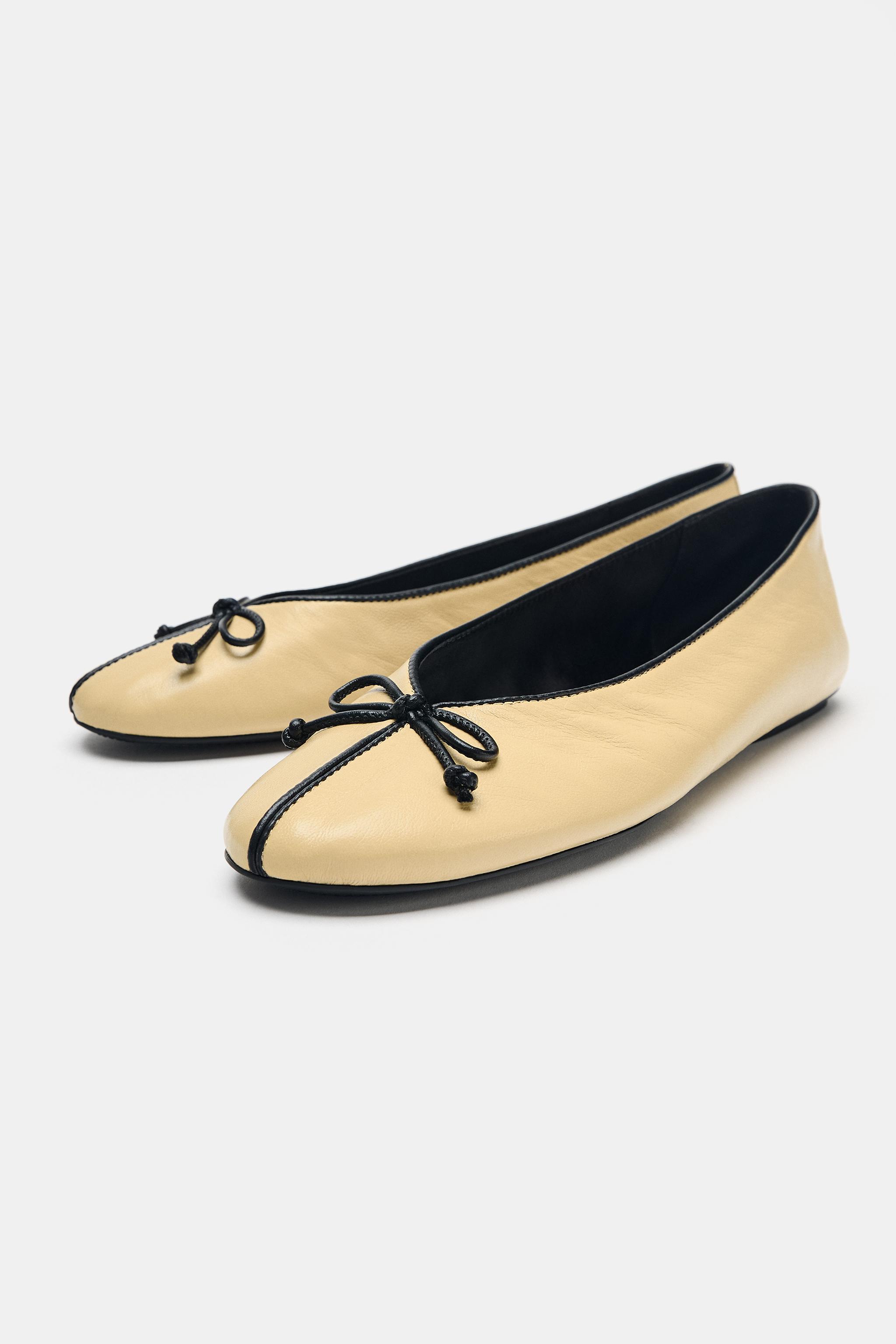 Leather Bow Ballet Flats - Multi-Color - 5