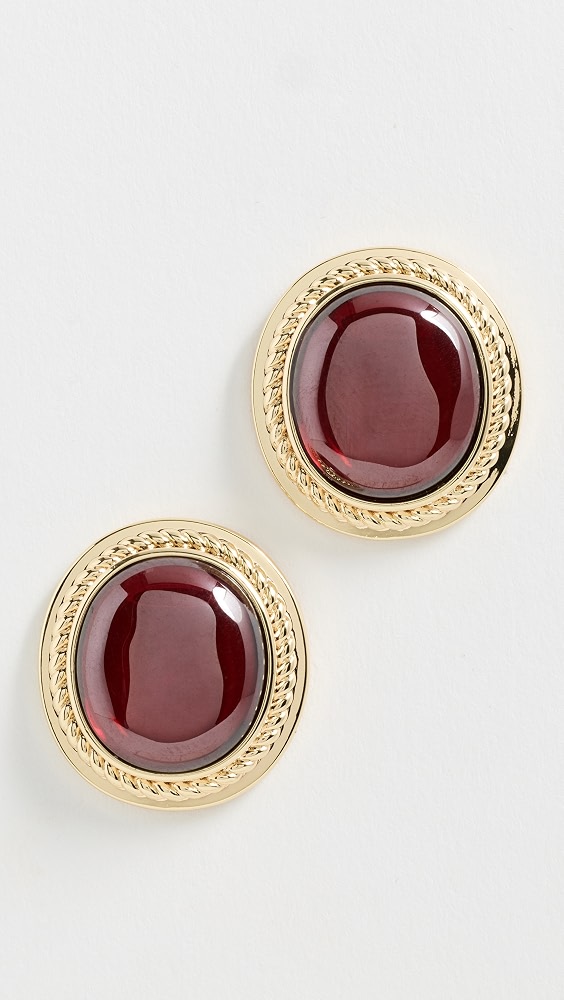 The Elizabeth Garnet Studs - Gold