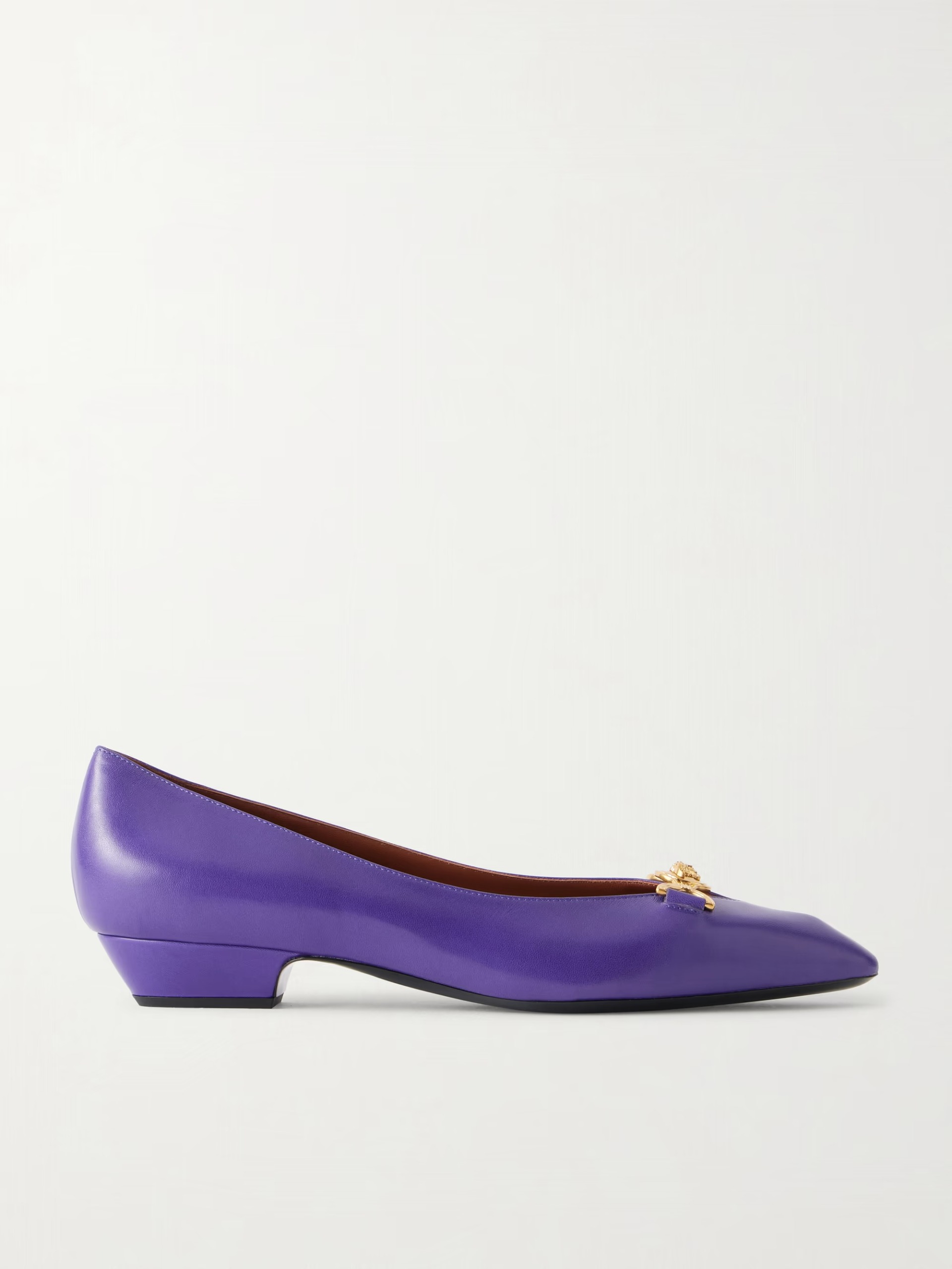 Versace, Medusa-Embellished Leather Ballet Flats