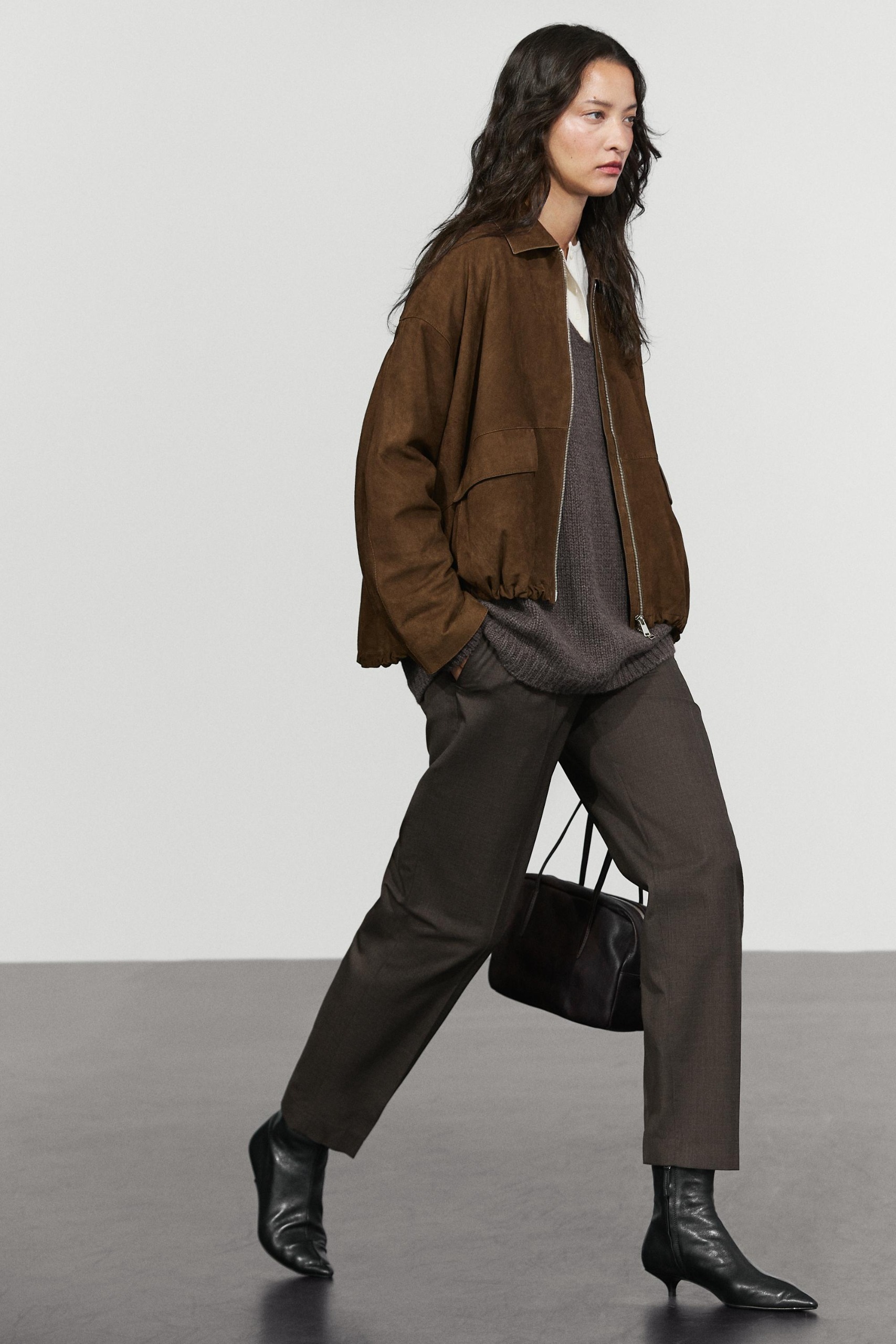 Oversize Suede Bomber Jacket