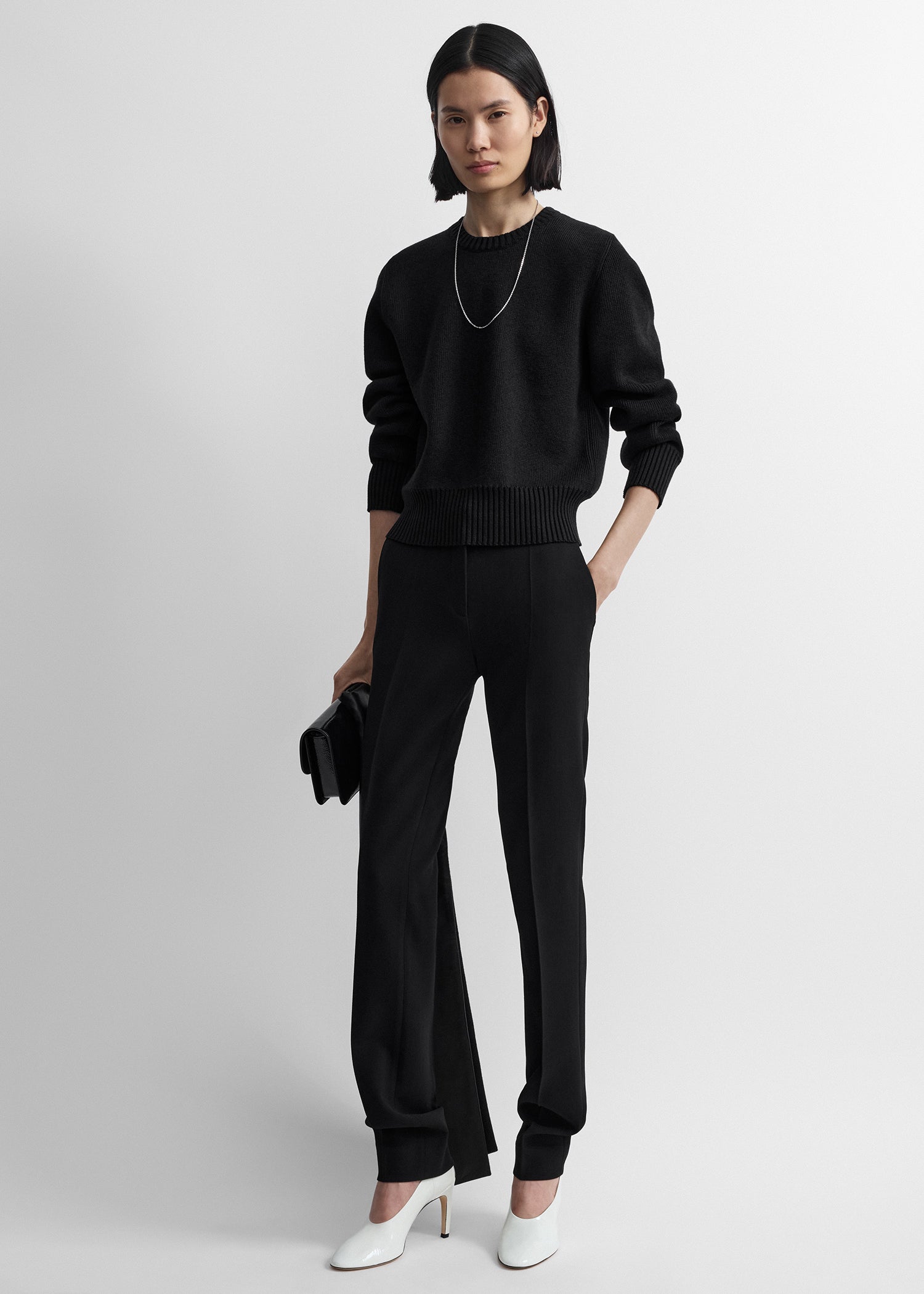 Slim Stretch Wool Trousers Black - 30