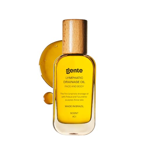 Gente Beauty Lymphatic Drainage Oil for Body & Face, Scented Skin Tightening & Sculpting Oil, Caffeine Body Oil for Circulation & De-Puffing, Bright Citrus & Soft Musk Massage Oil, 50ml