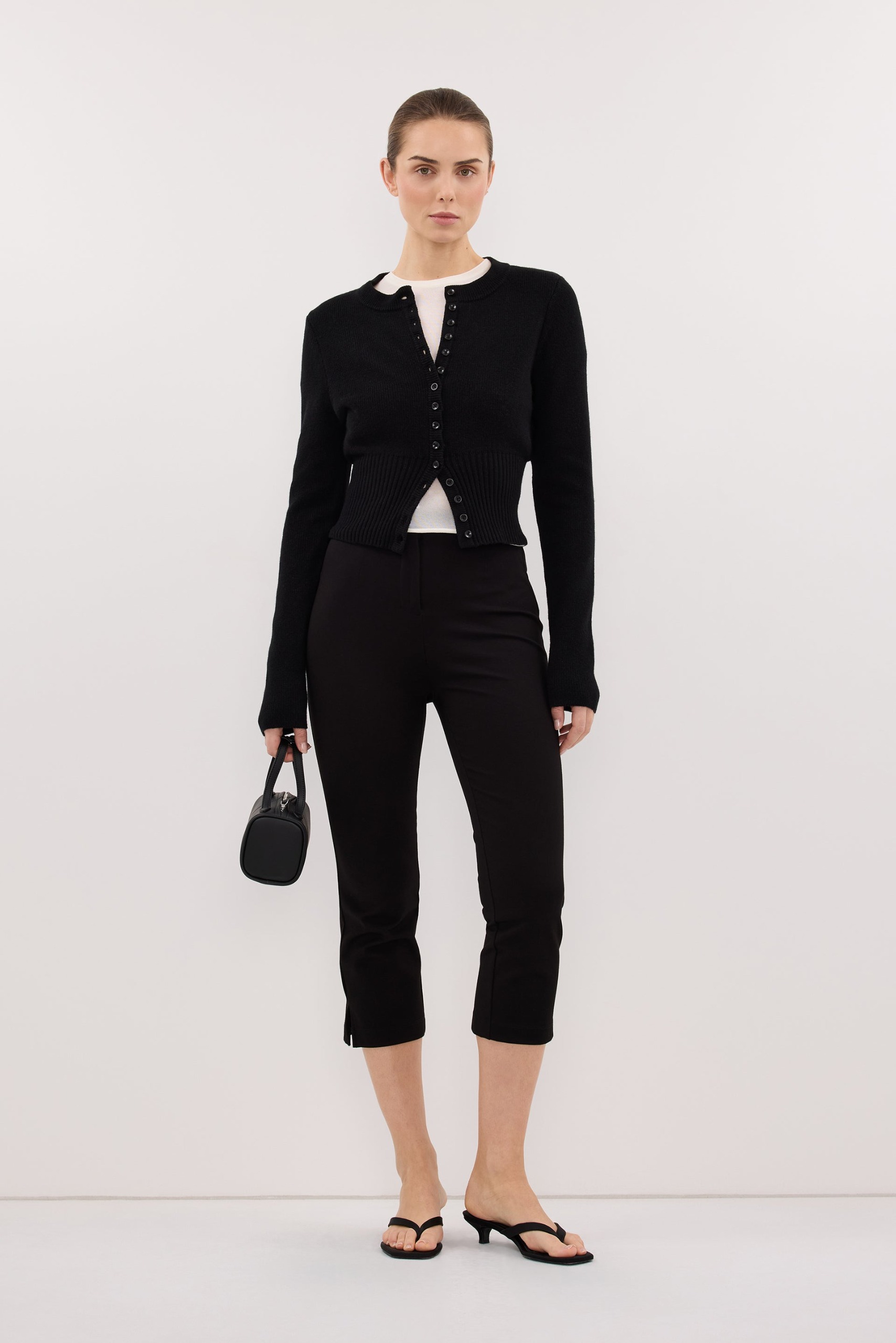 Iris Black Crew Knit Cardigan - Xxs / Black