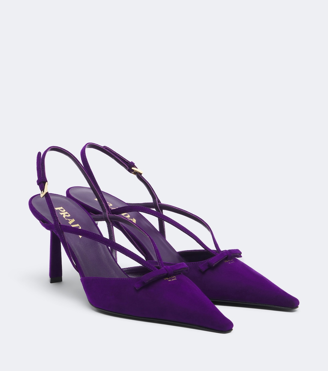 Bow-Detail Suede Slingback Pumps in Purple - Prada
