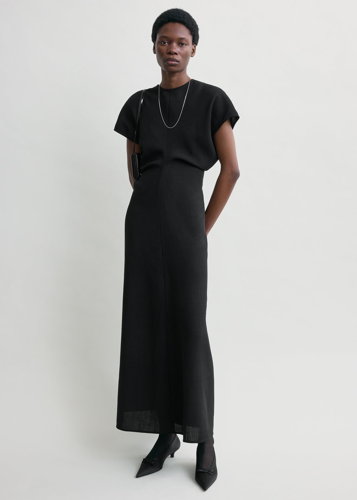Slouch Waist Wool Dress Black - 30