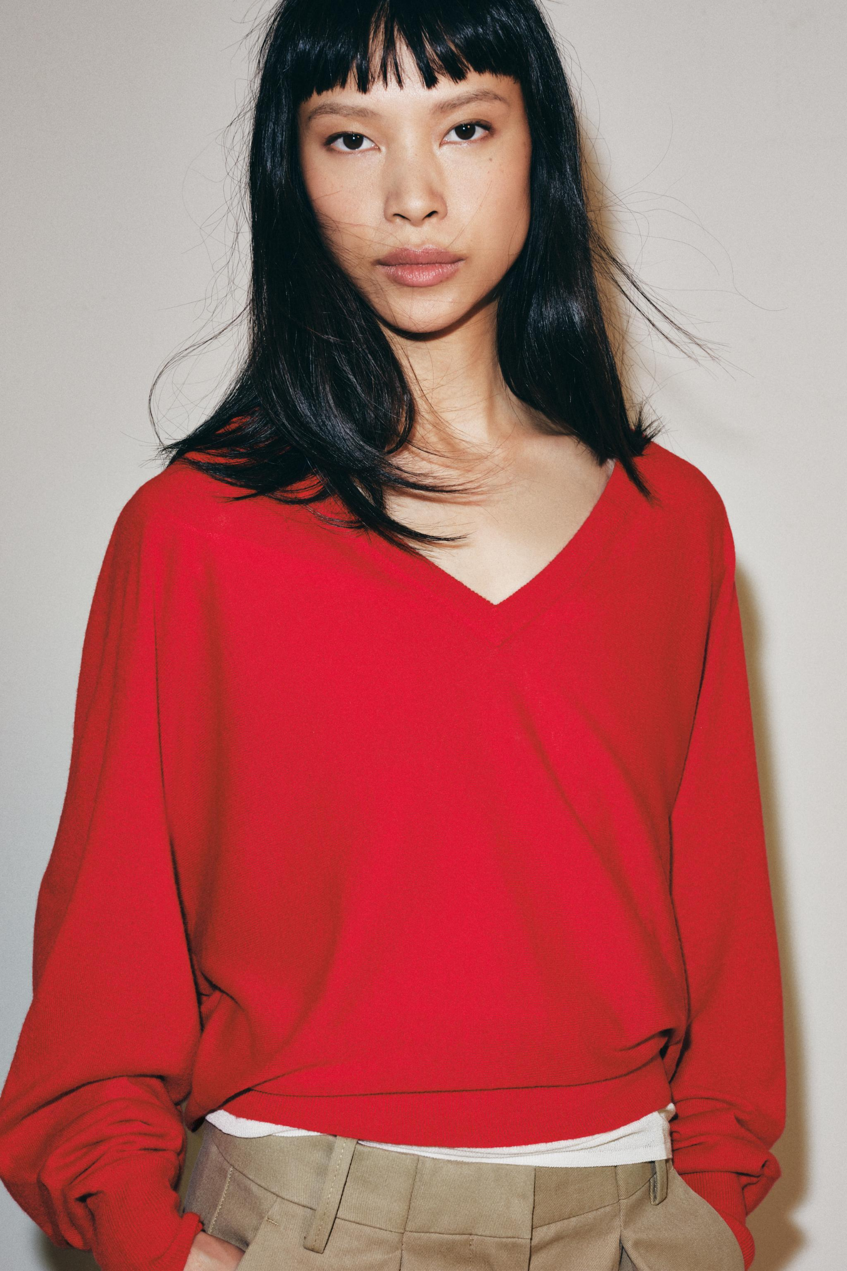 ZARA, Wool Blend V-Neck Jumper