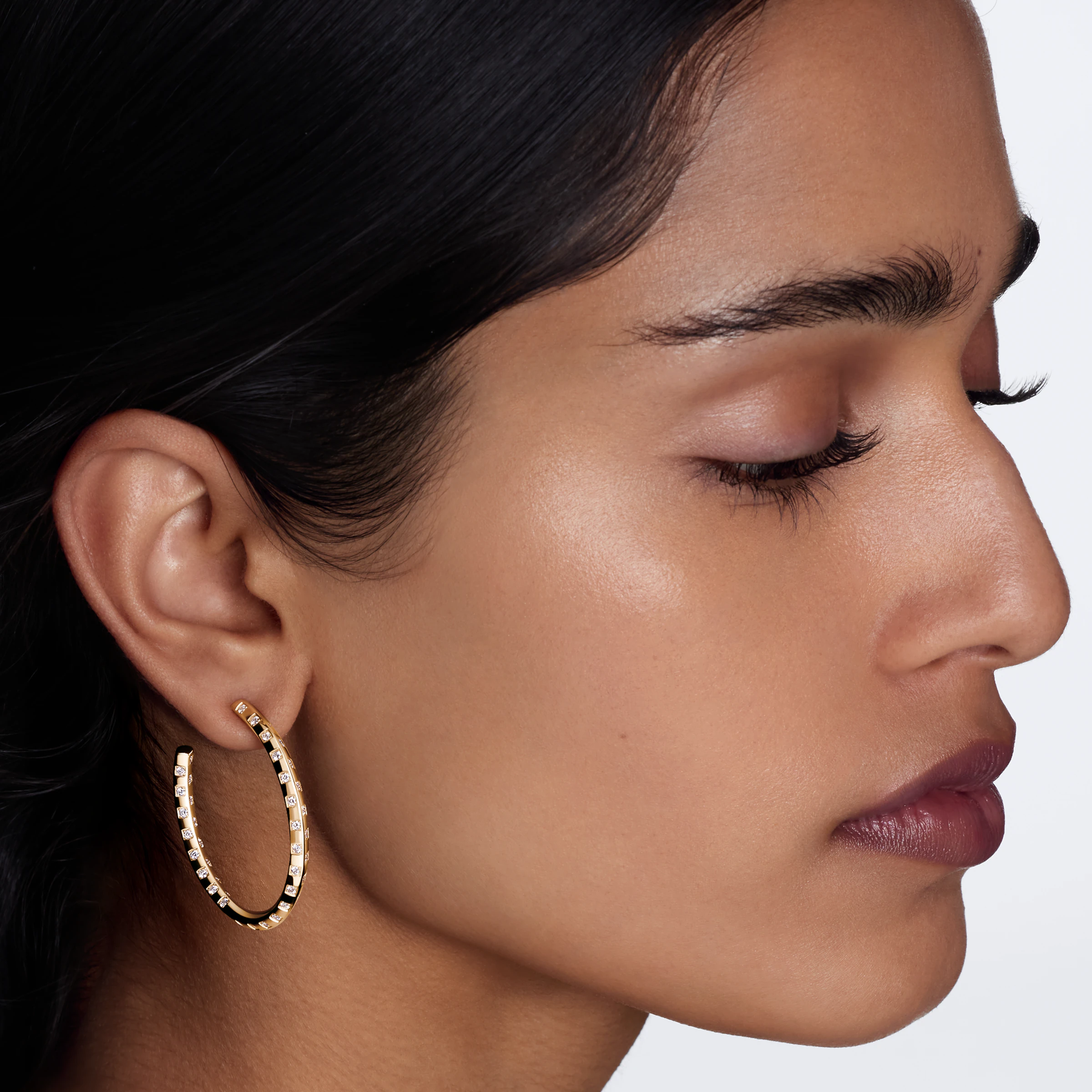 Louis Vuitton, Le Damier de Louis Vuitton Large Hoops, Yellow Gold and Diamonds