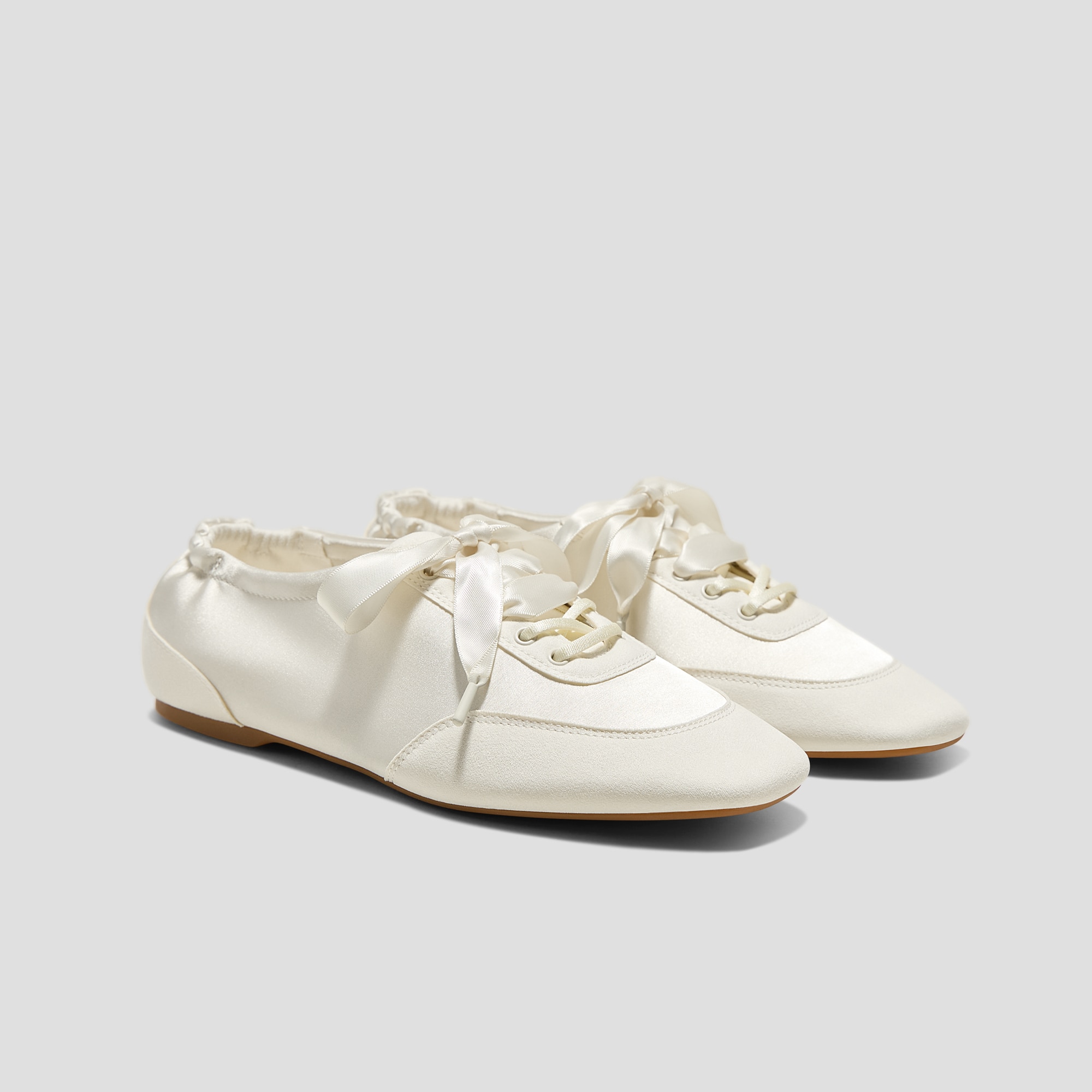 Square-Toe Lace-Up Satin Sneakerina (cristina) - Uk Size 2.5