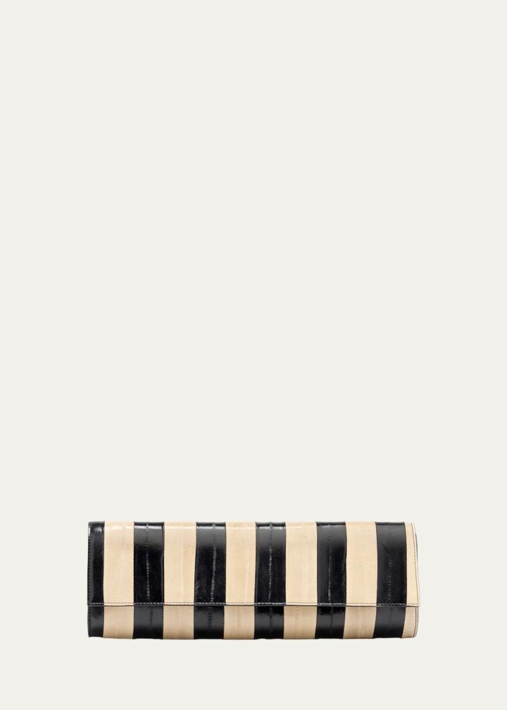 Hex Striped Eel Leather Clutch Bag