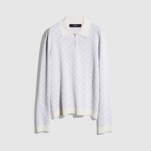 Fine Knit Viscose Gg Jacquard Sweater