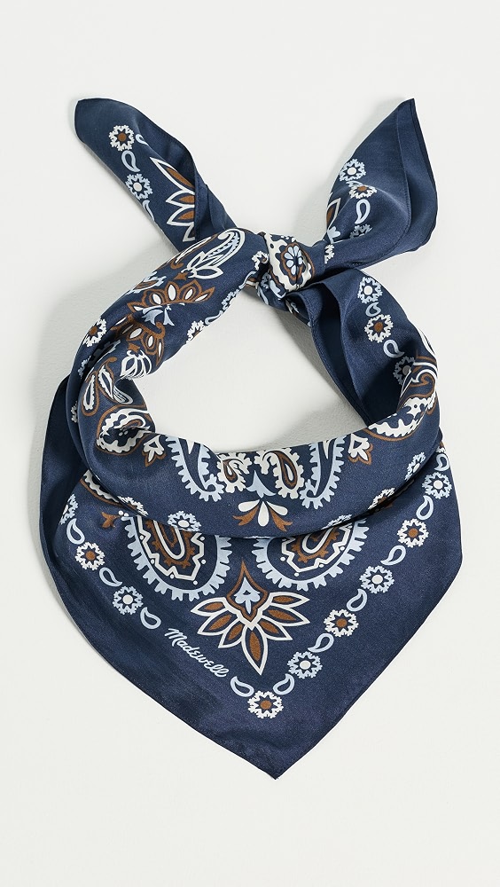 Medium Silk Bandana - Petit Flower Indigo