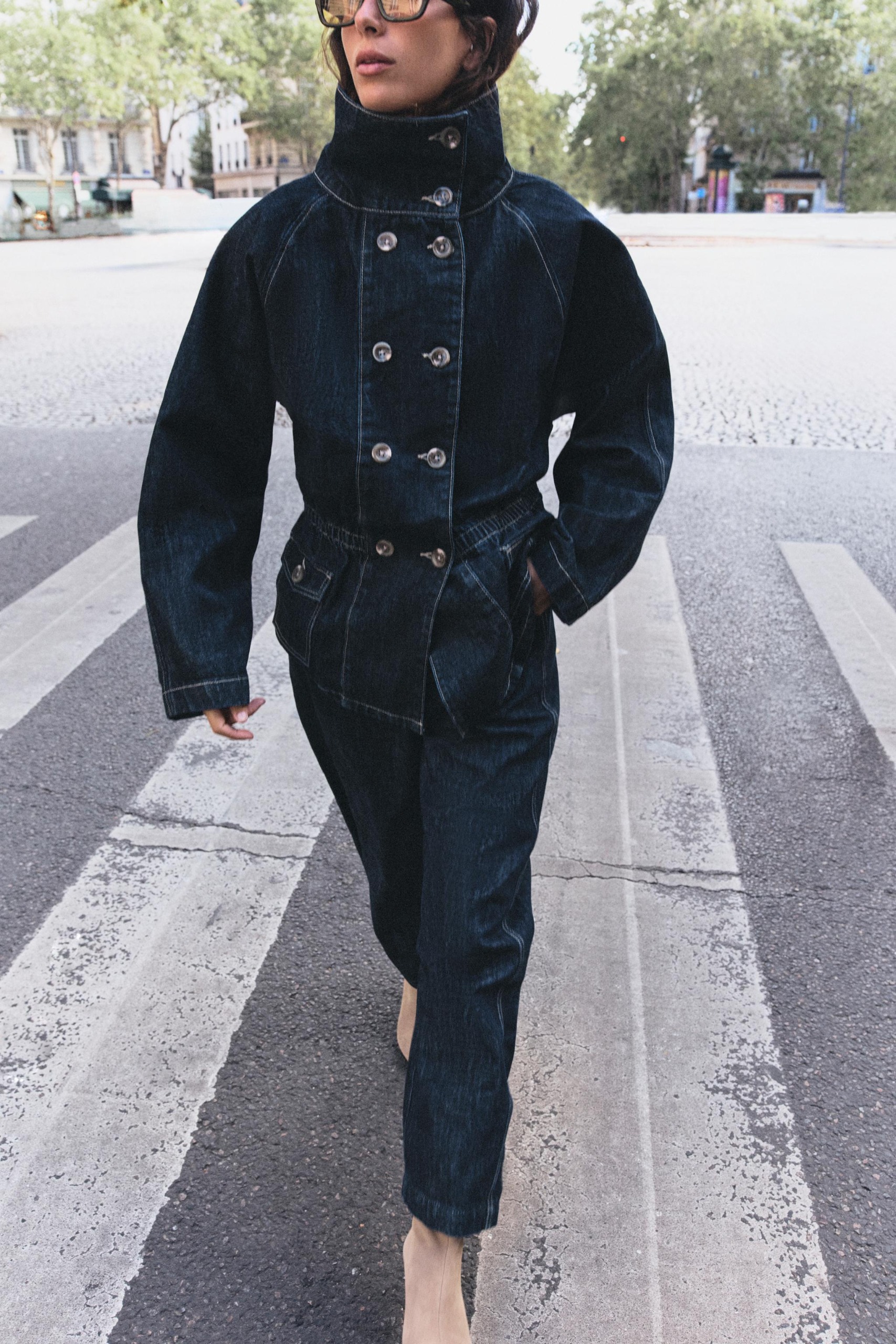 Z1975 Contrast-Topstitch Denim Jacket - Blue - S