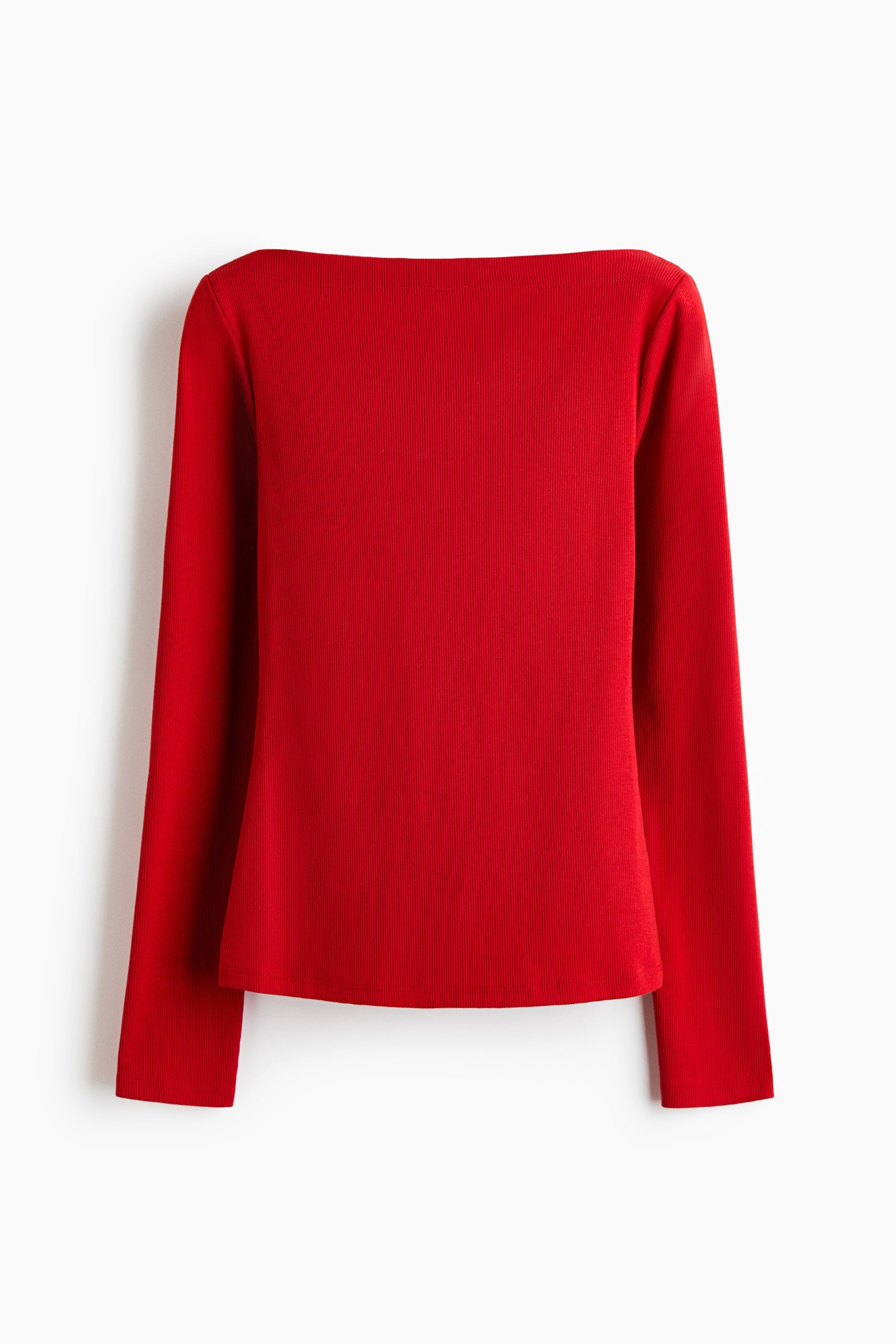 Ribbed Boat-Neck Top