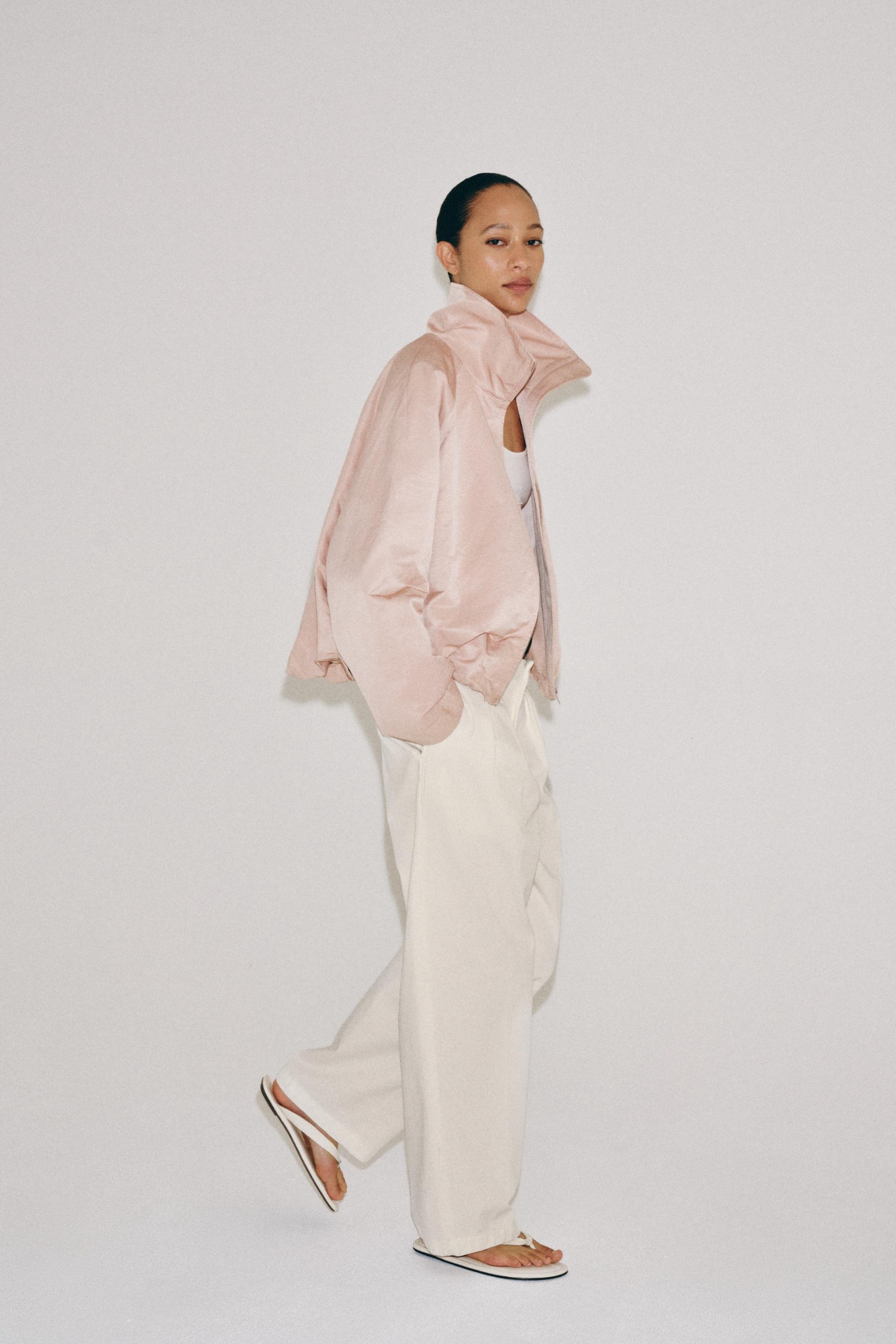 Zw Collection Bomber Jacket - Beige-Pink - Xs