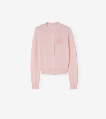 Knight Cotton Wool Cardigan in Mallow Pink - Women, Lace | Burberry® Official