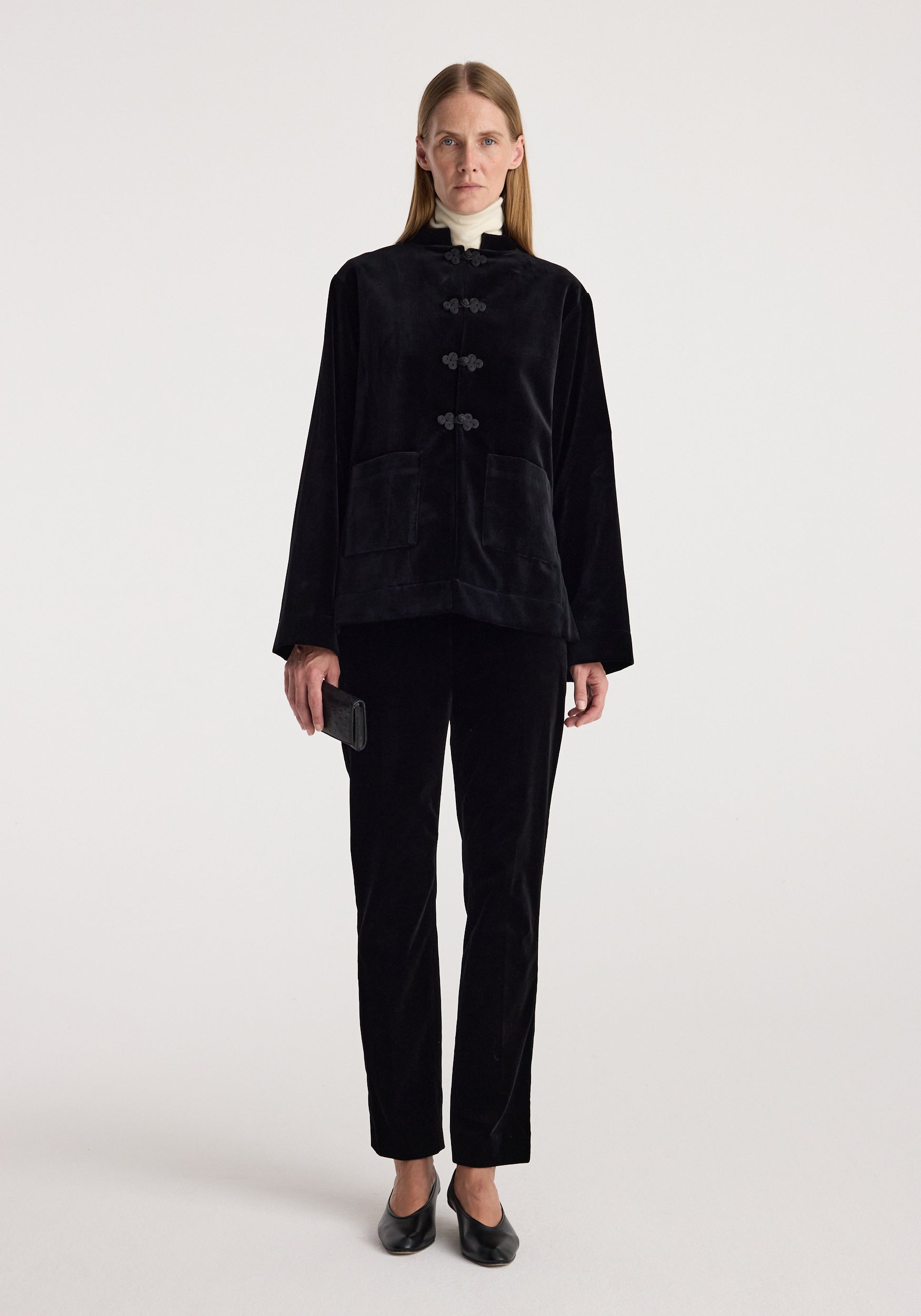 Pankou Closure Velvet Jacket | Black
