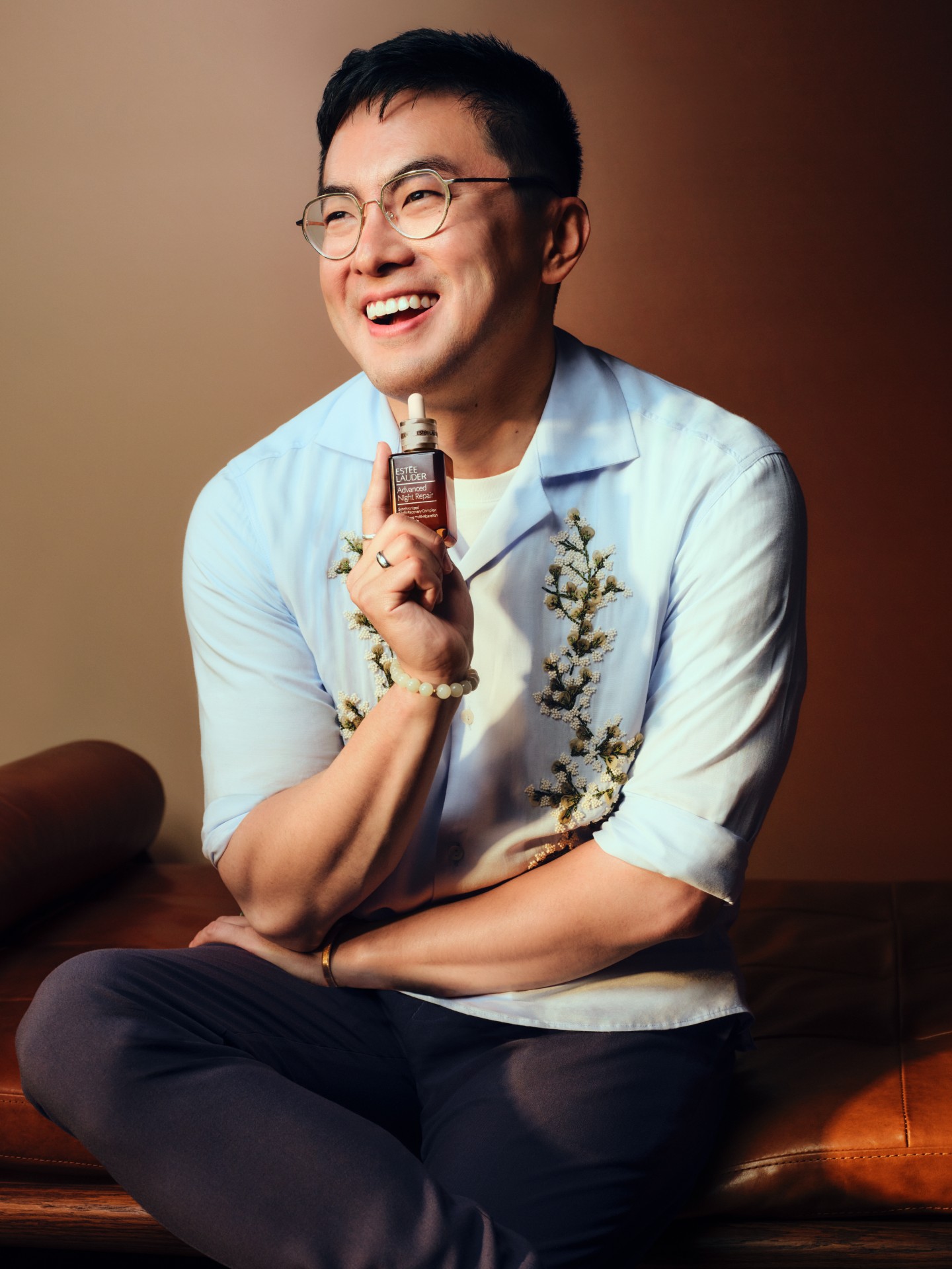 Est&eacute;e Lauder Guilty as Skin campaign image of Bowen Yang.