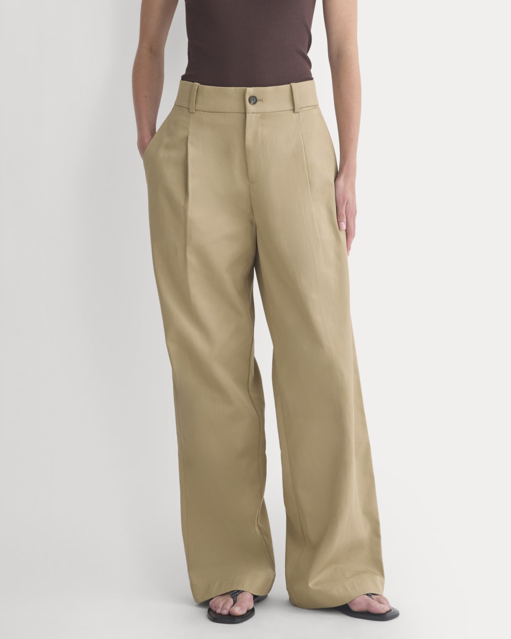 Wide-Leg Trouser in Buttersmooth | Ash Brown | 32