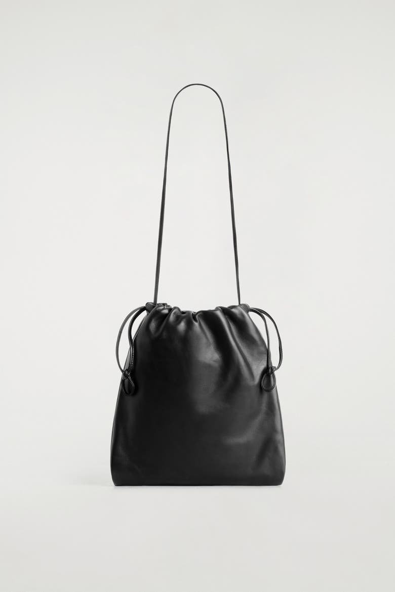 Drawstring Crossbody Bag - Leather