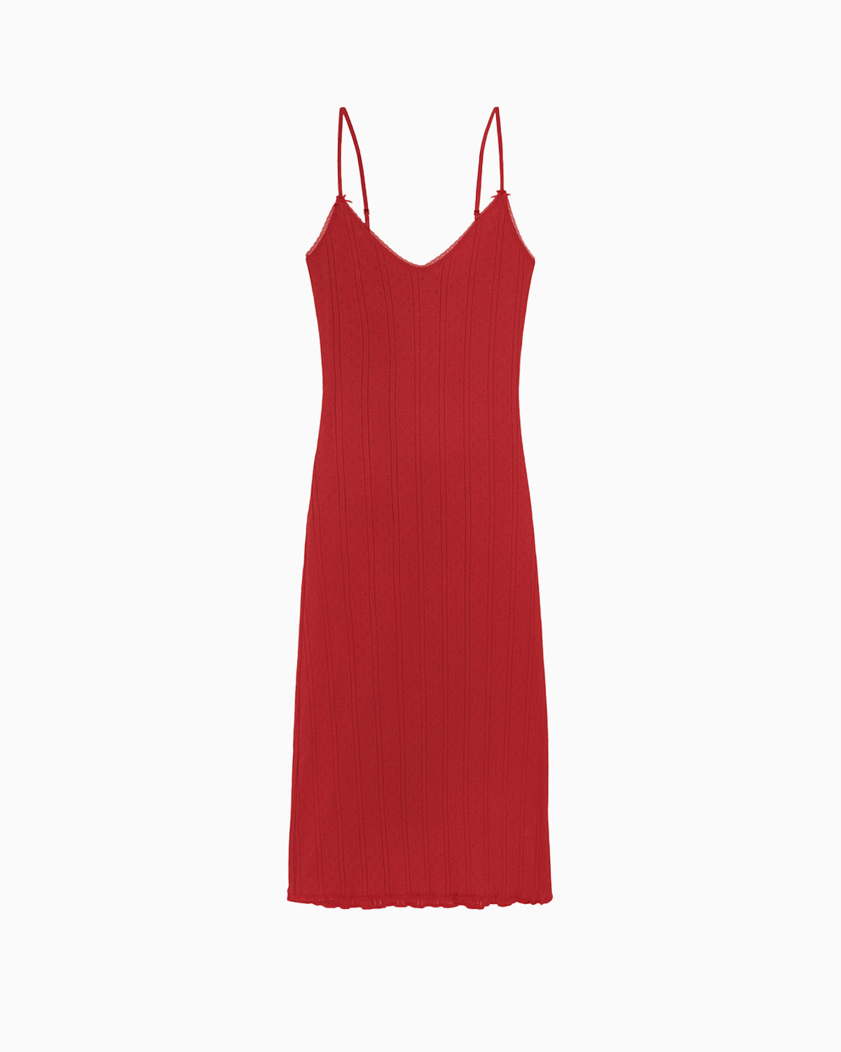 The Midi Slip: Cherry Red Pointelle