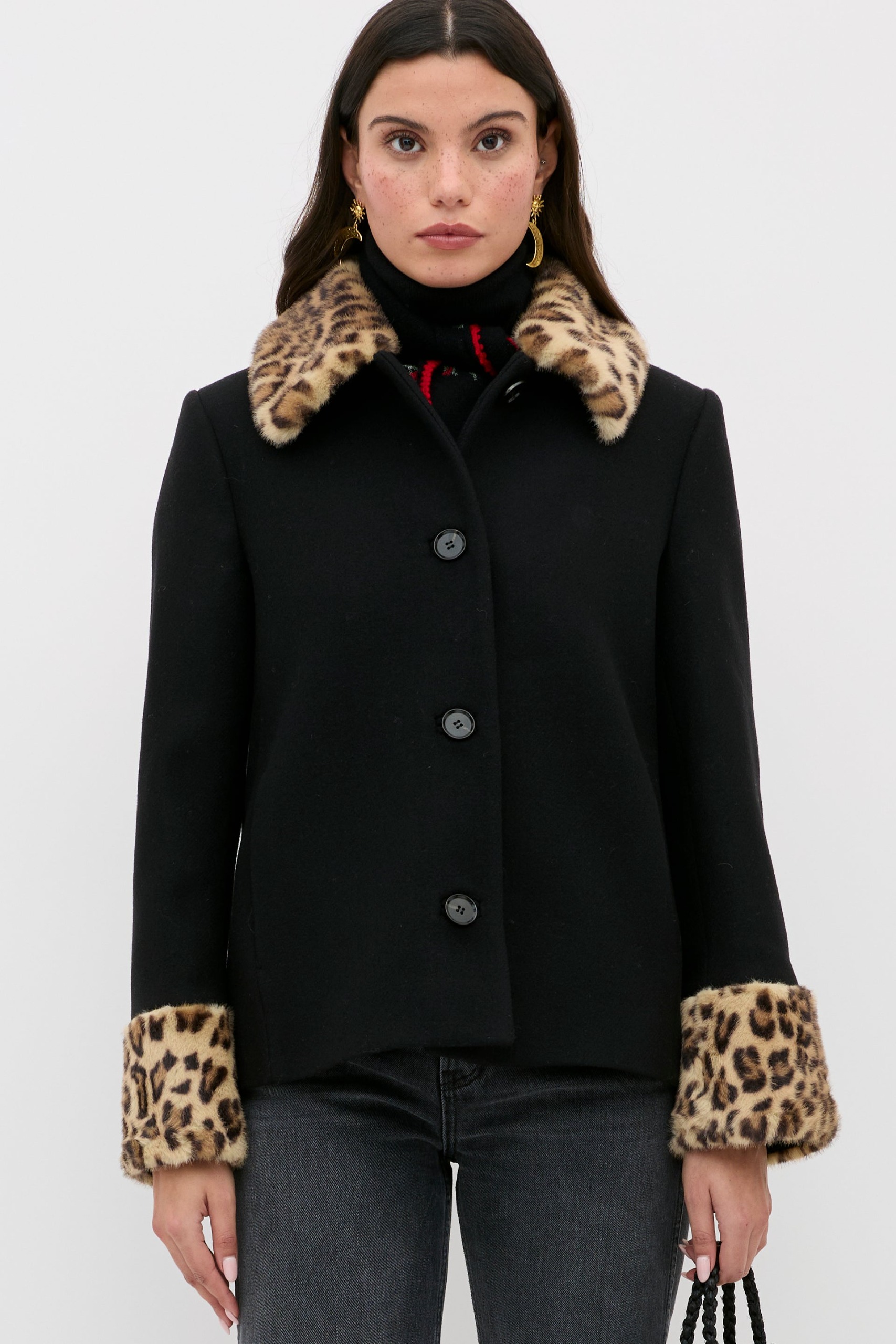 Aldith Wool Jacket in Marla Leopard Black