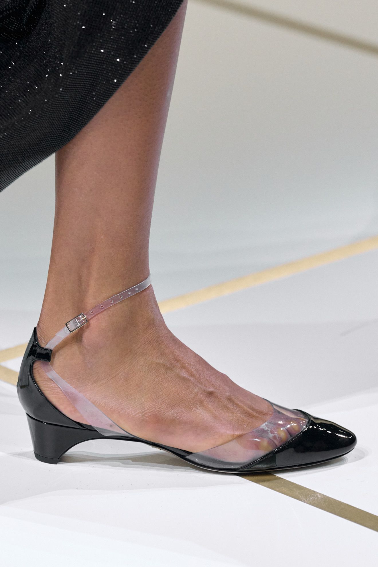 detail shot of the shoes at giorgio armani s/s 27 show.