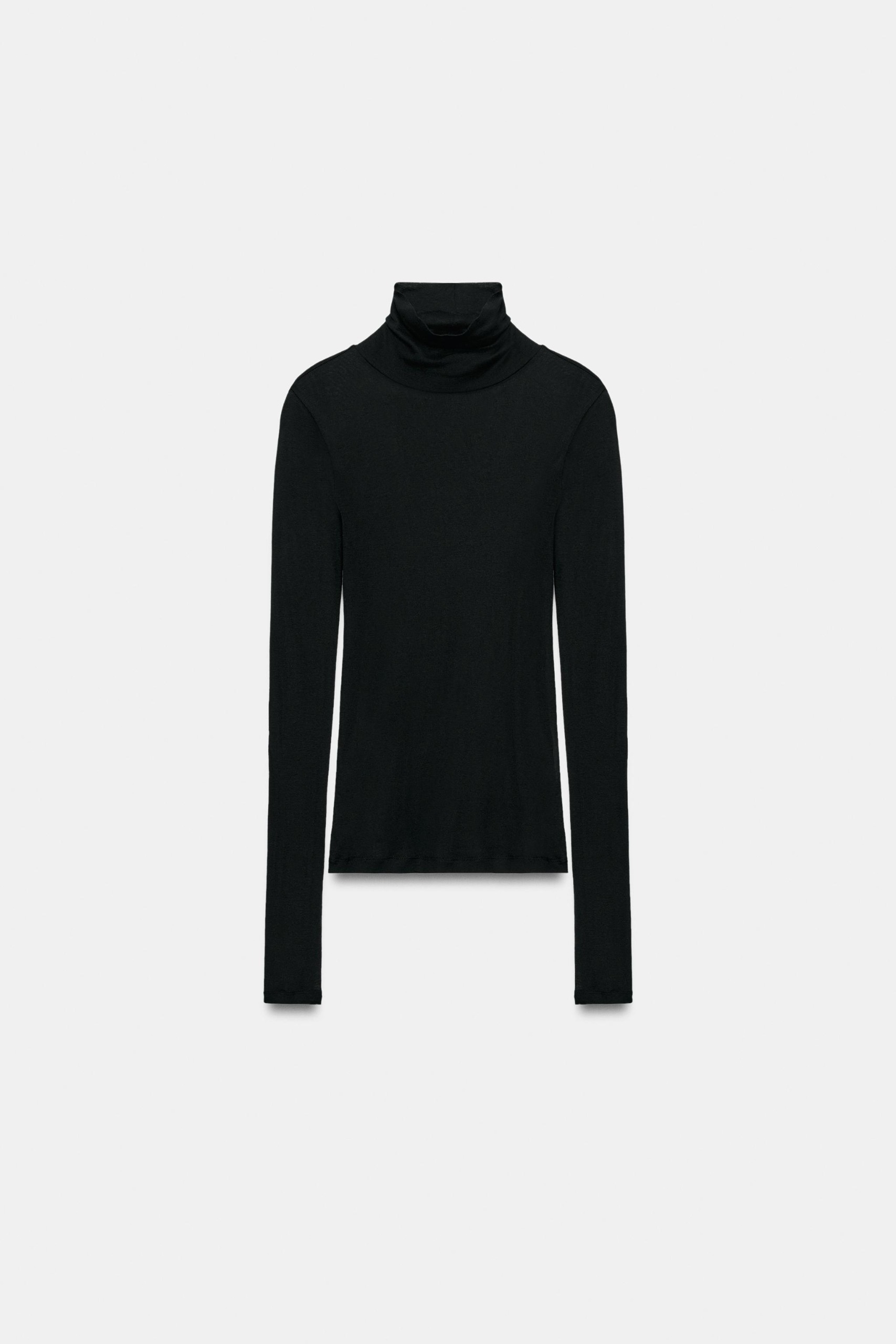 ZARA, Supima® High Neck T-Shirt - White - S
