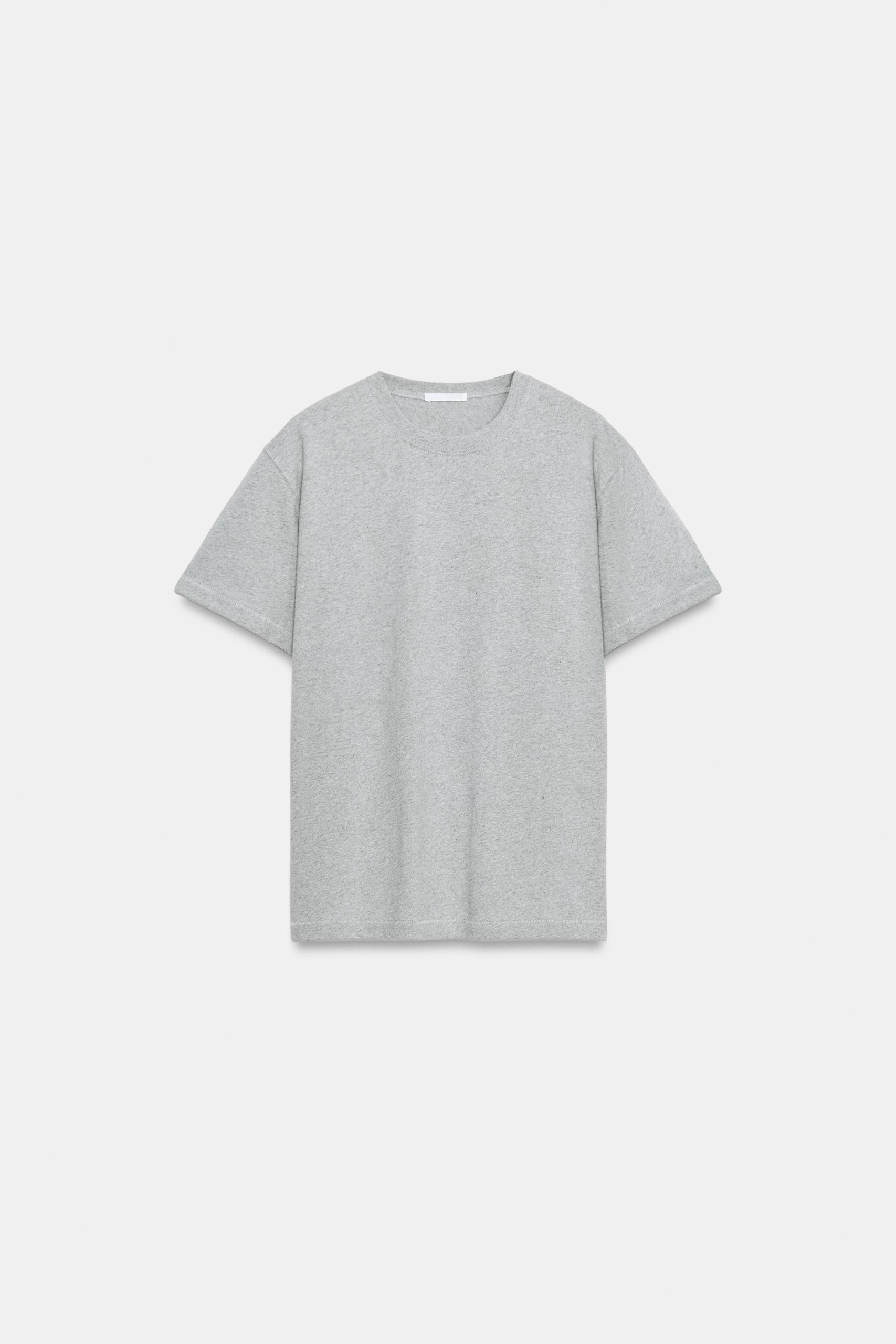 ZARA, Crew Neck T-Shirt - Gray Marl - S