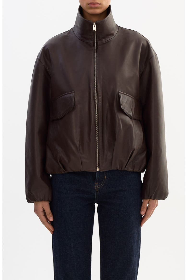 Ramona | Funnel Neck Leather Jacket