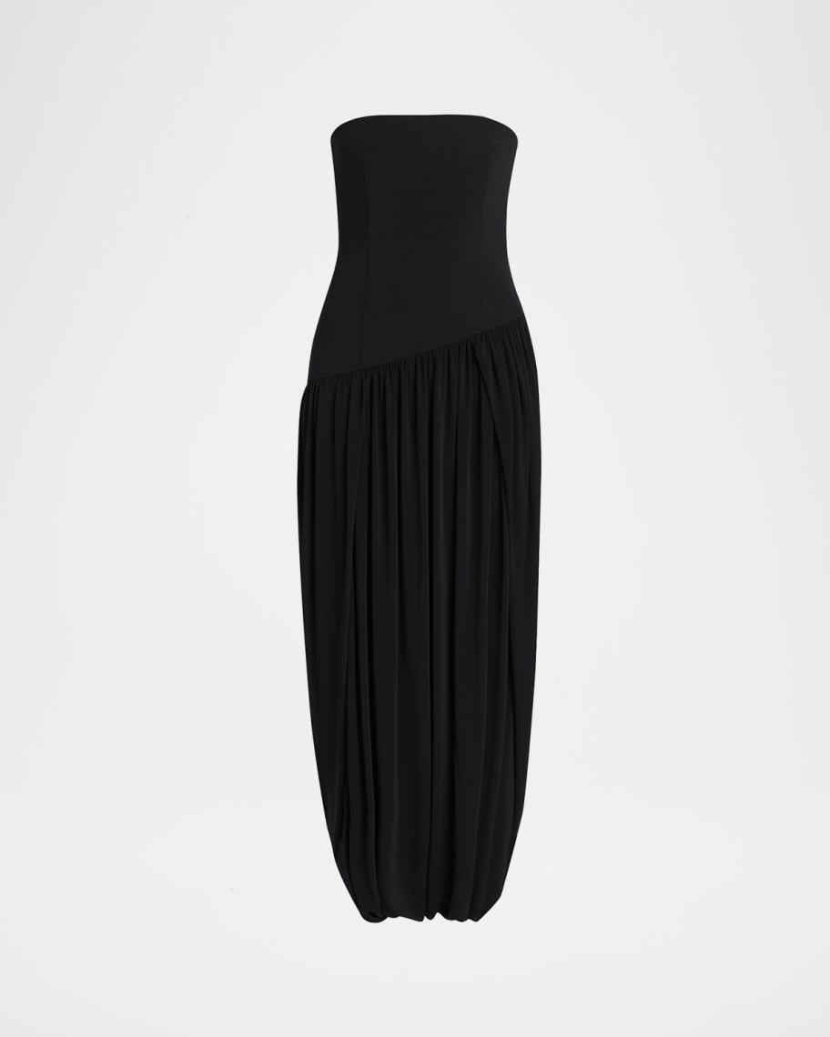 Strapless Drop-Waist Bubble Evening Gown