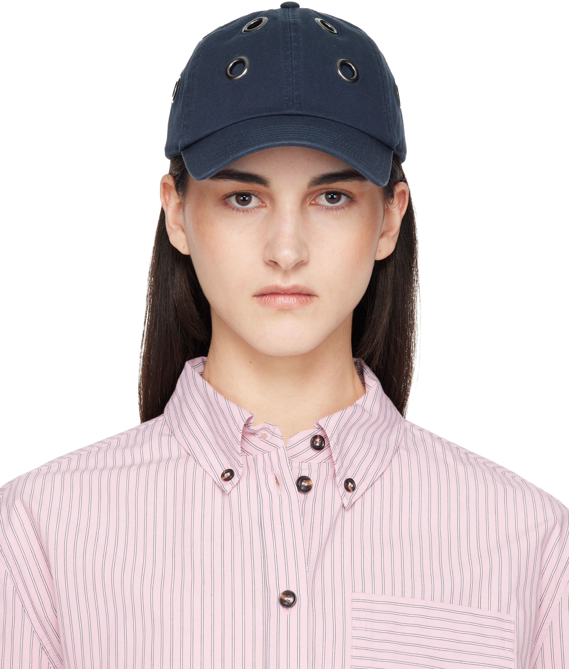 Navy Eyelets Cap
