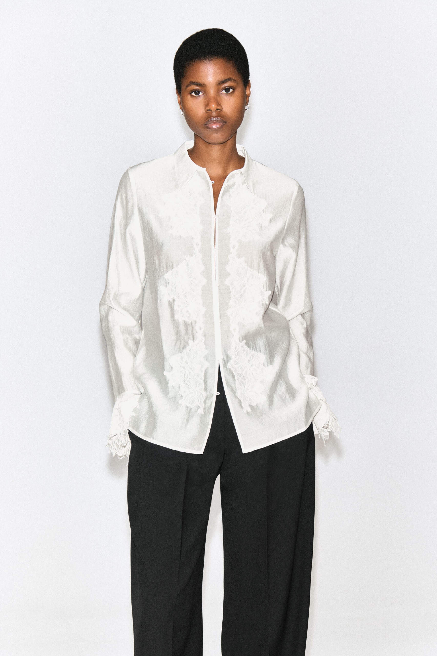 Fluid Lace-Detail Shirt