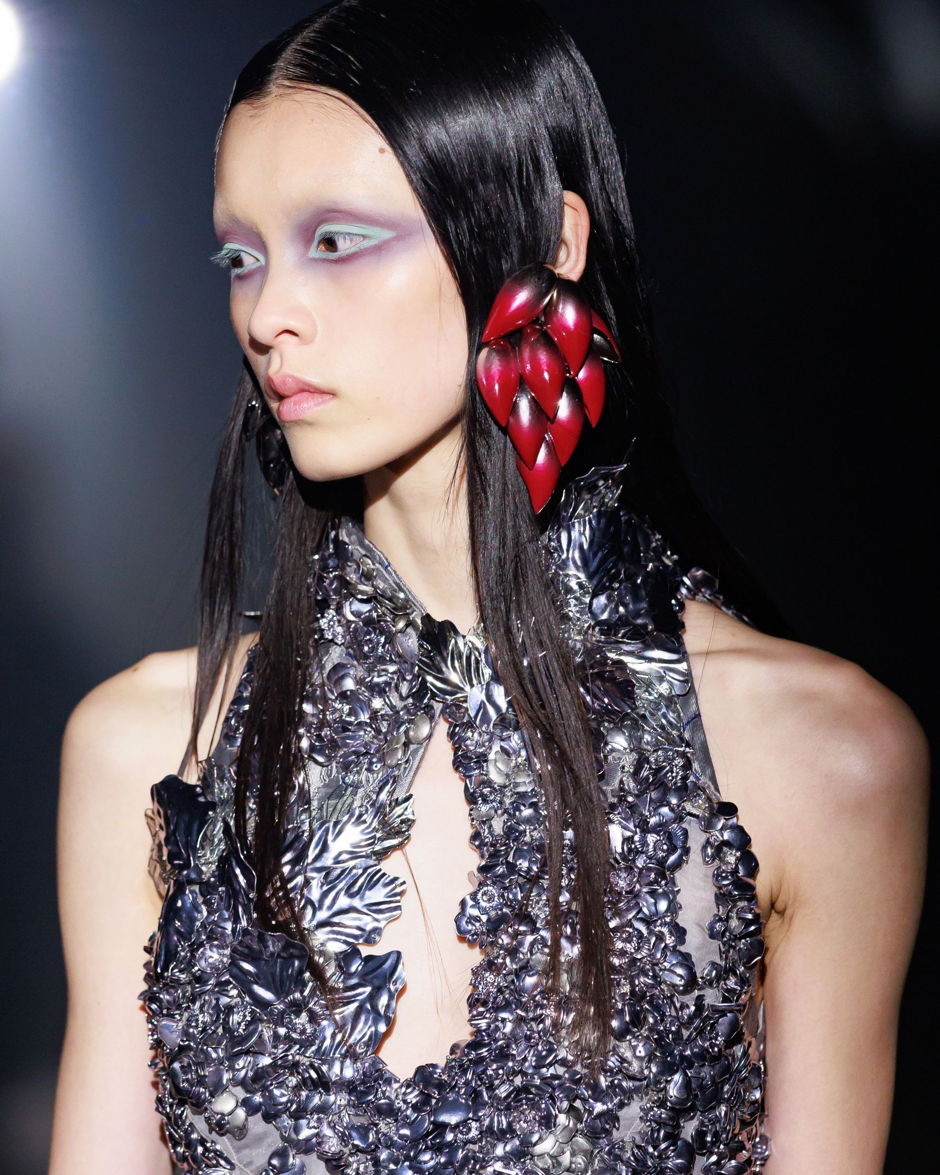 Photo of model walking in the Alexander McQueen Spring Summer 2027 show.