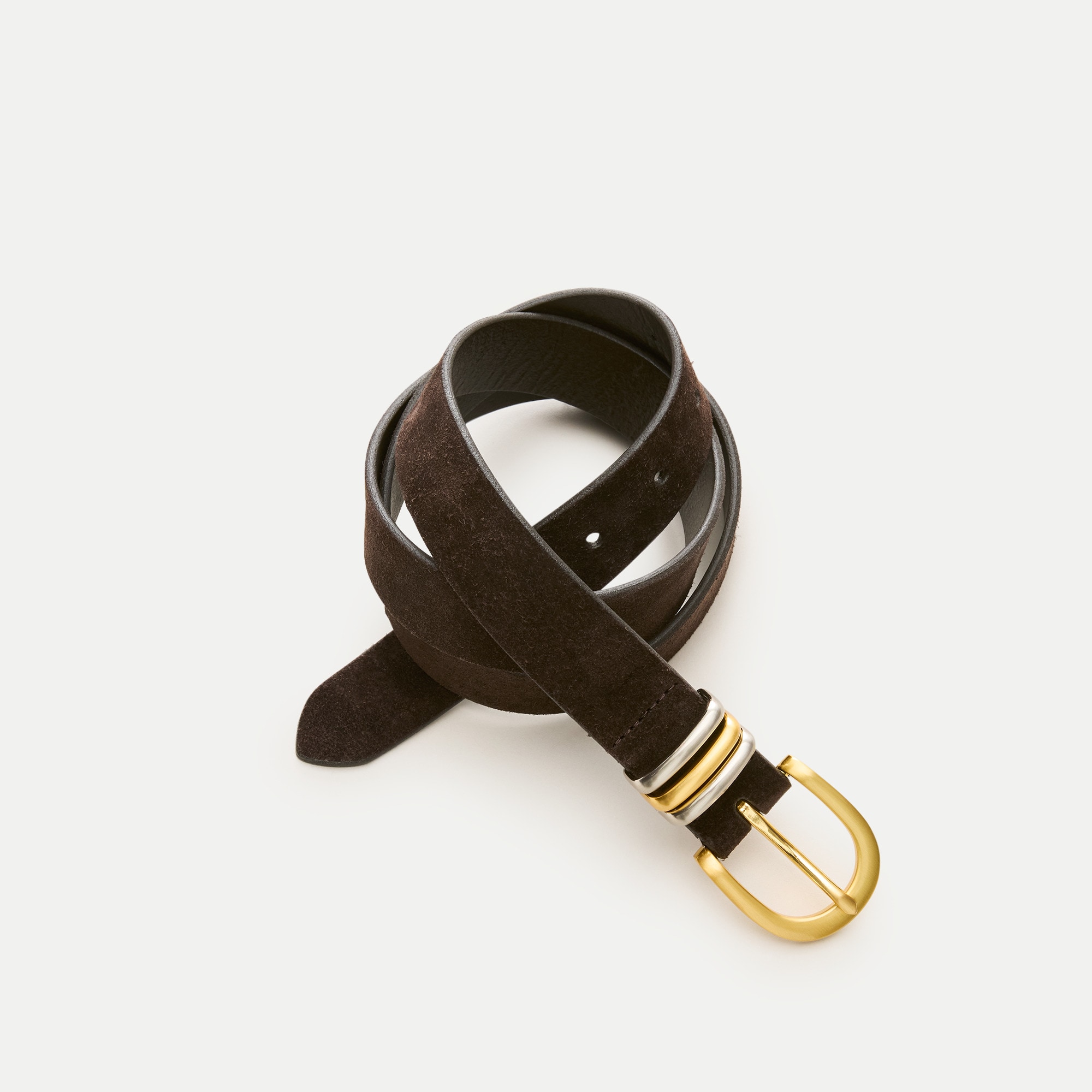 Mixed-Metal Belt in Suede