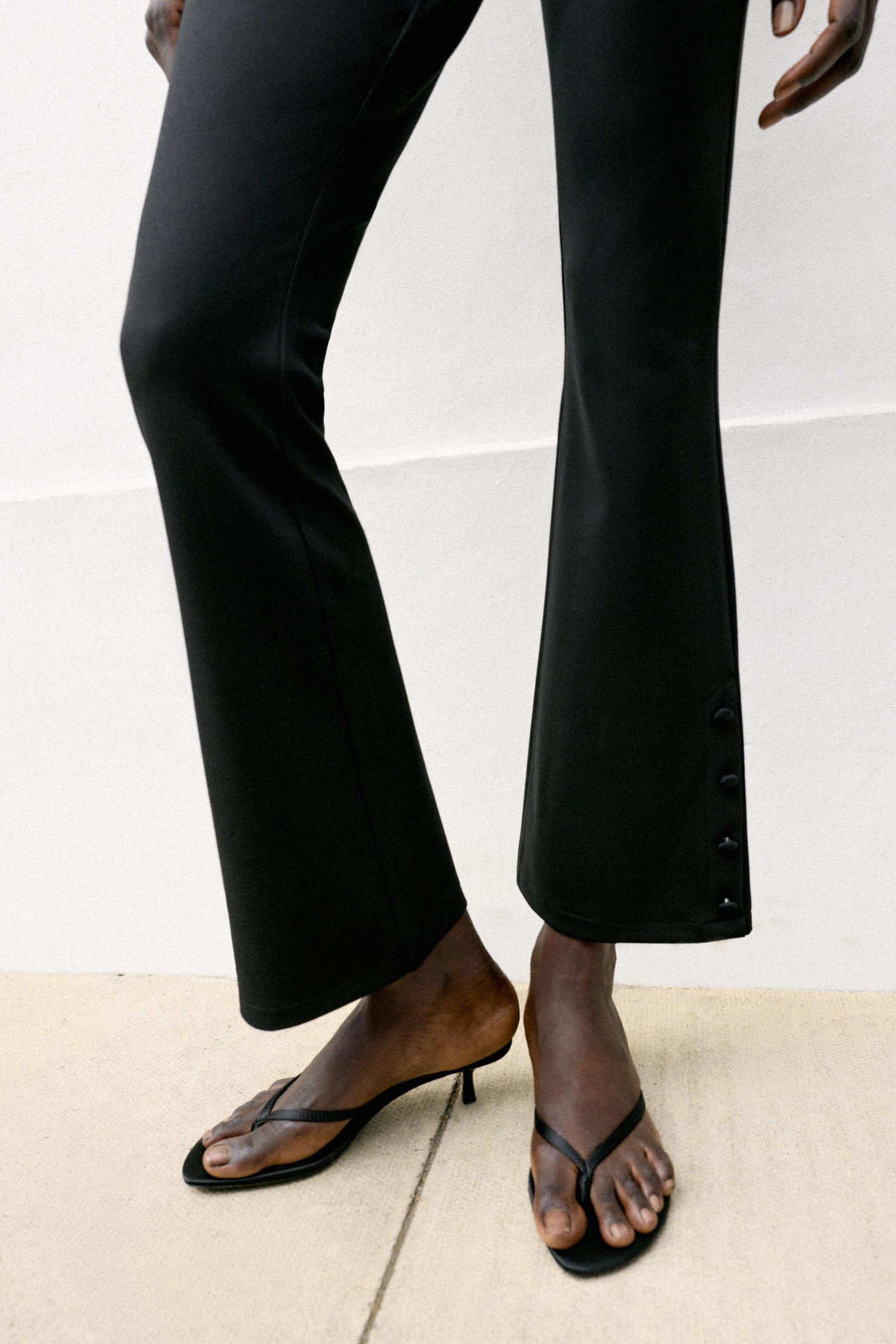 Interlock Button Trousers - Black - S