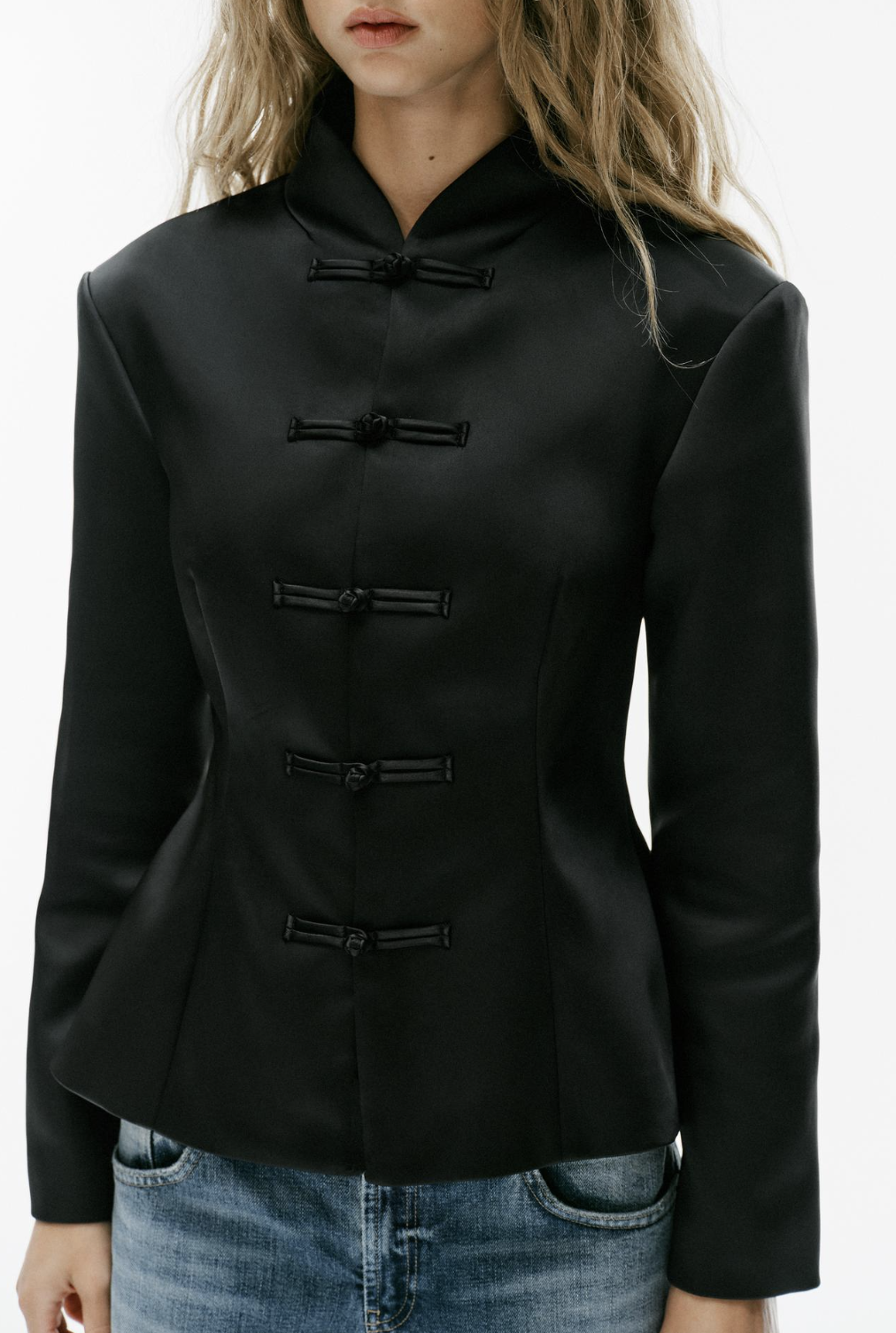 ZARA, Satin Jacket With Frog Fastening