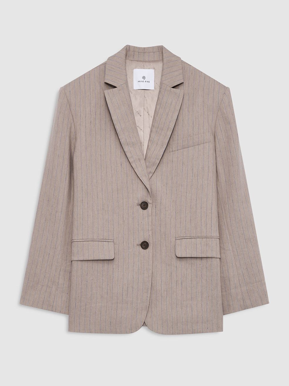 Quinn Blazer - Taupe and Blue Pinstripe