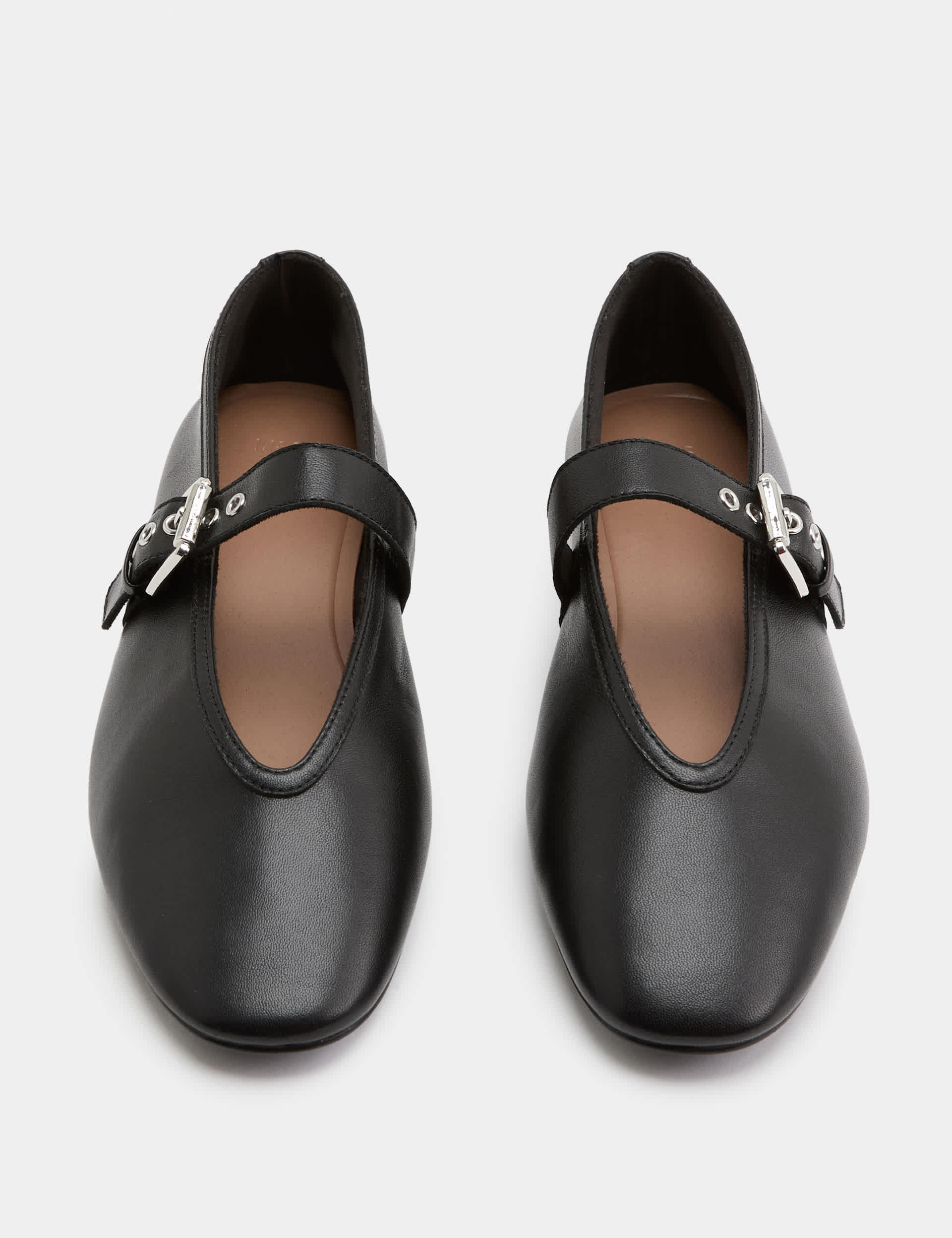 Leather Flat Round Toe Mary Jane Ballet Pumps