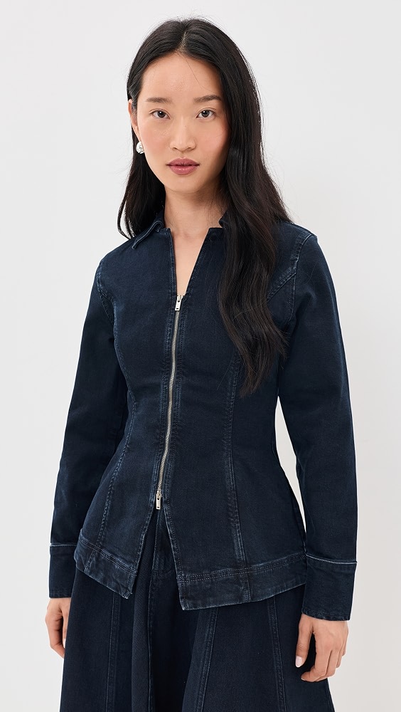 Tilly Denim Zip Jacket - Blue Black