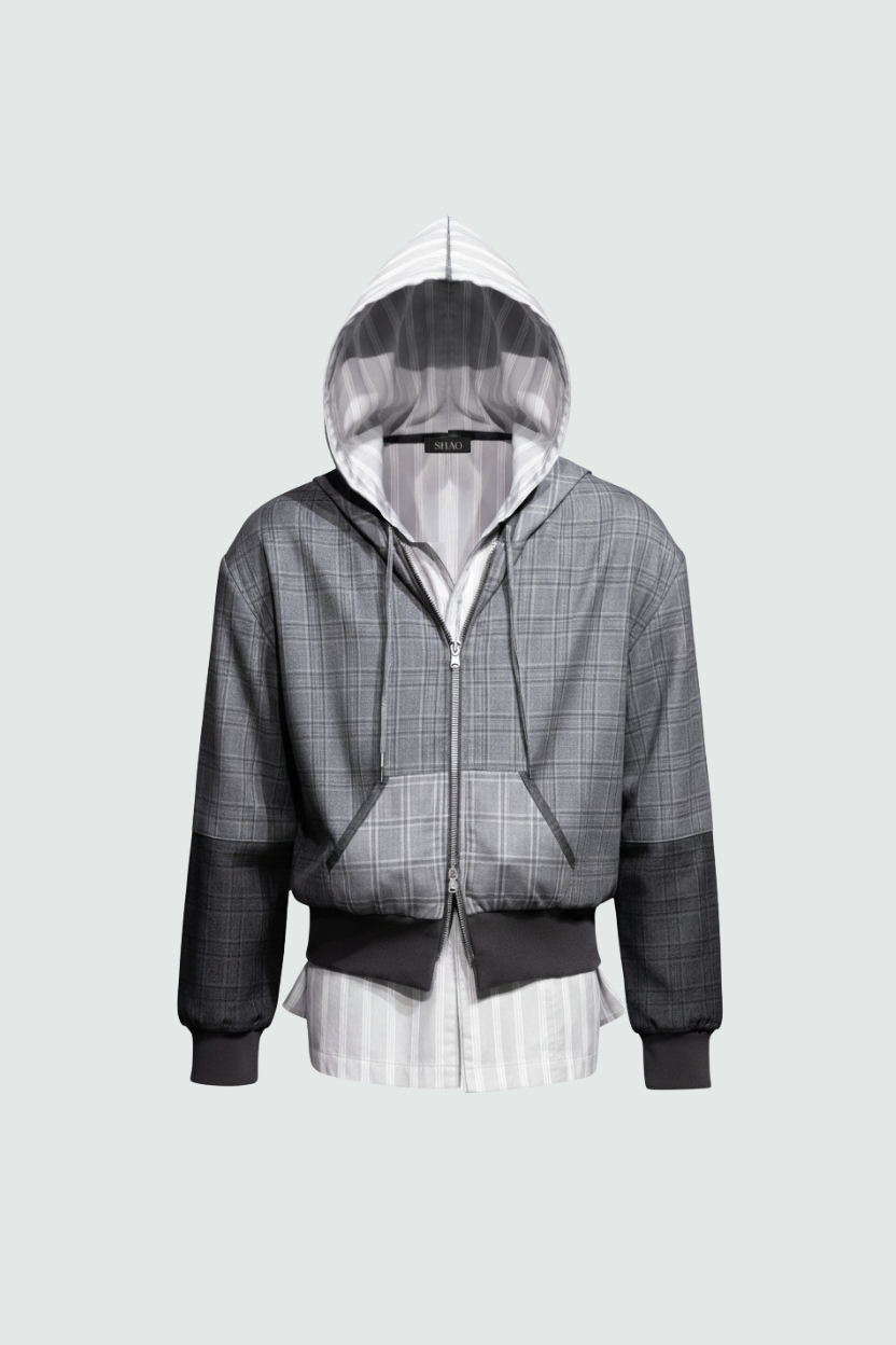 Double-Hood Panelled Bomber Jacket - 36 / S