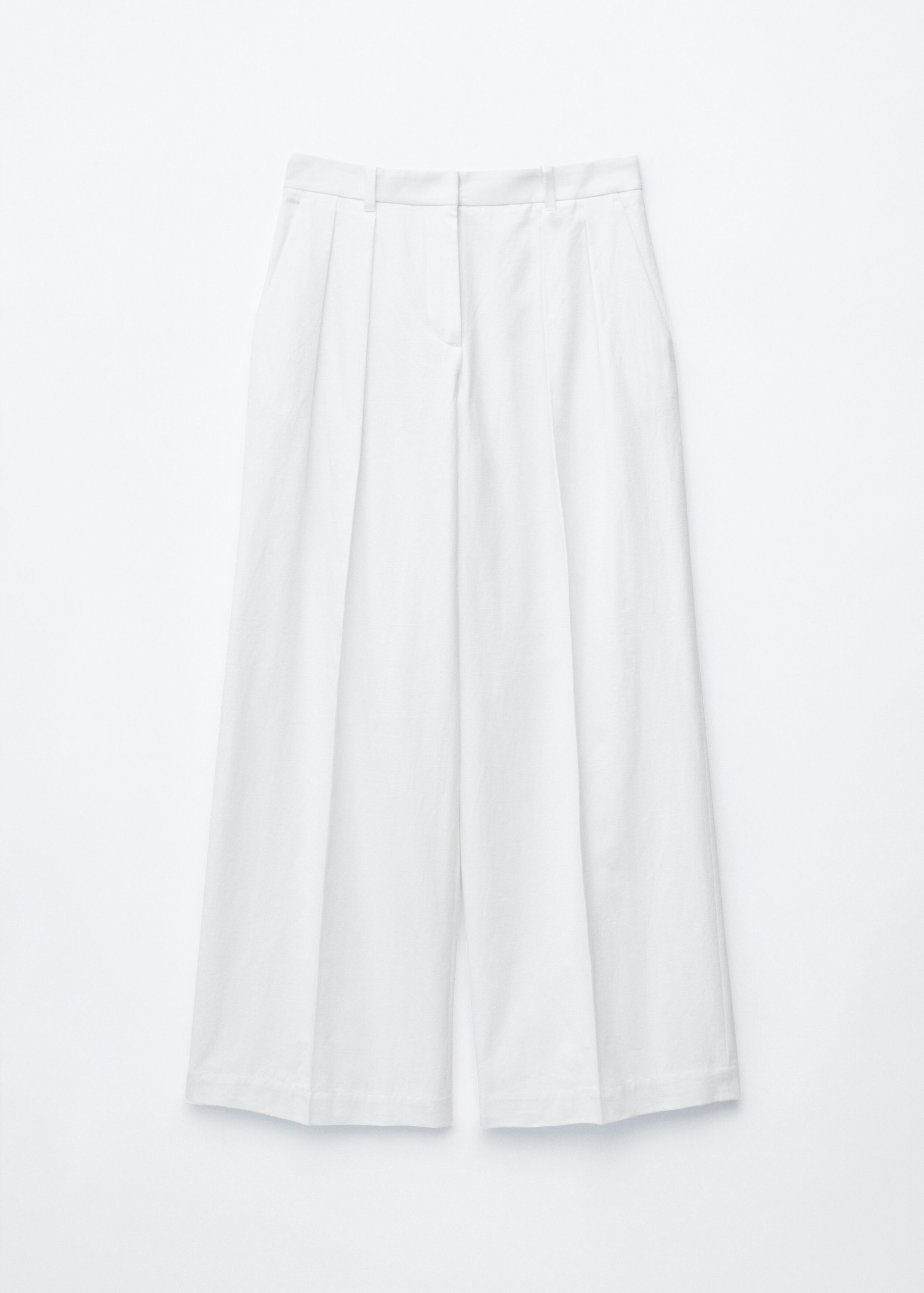 Pleated Cotton-Linen Trousers - White