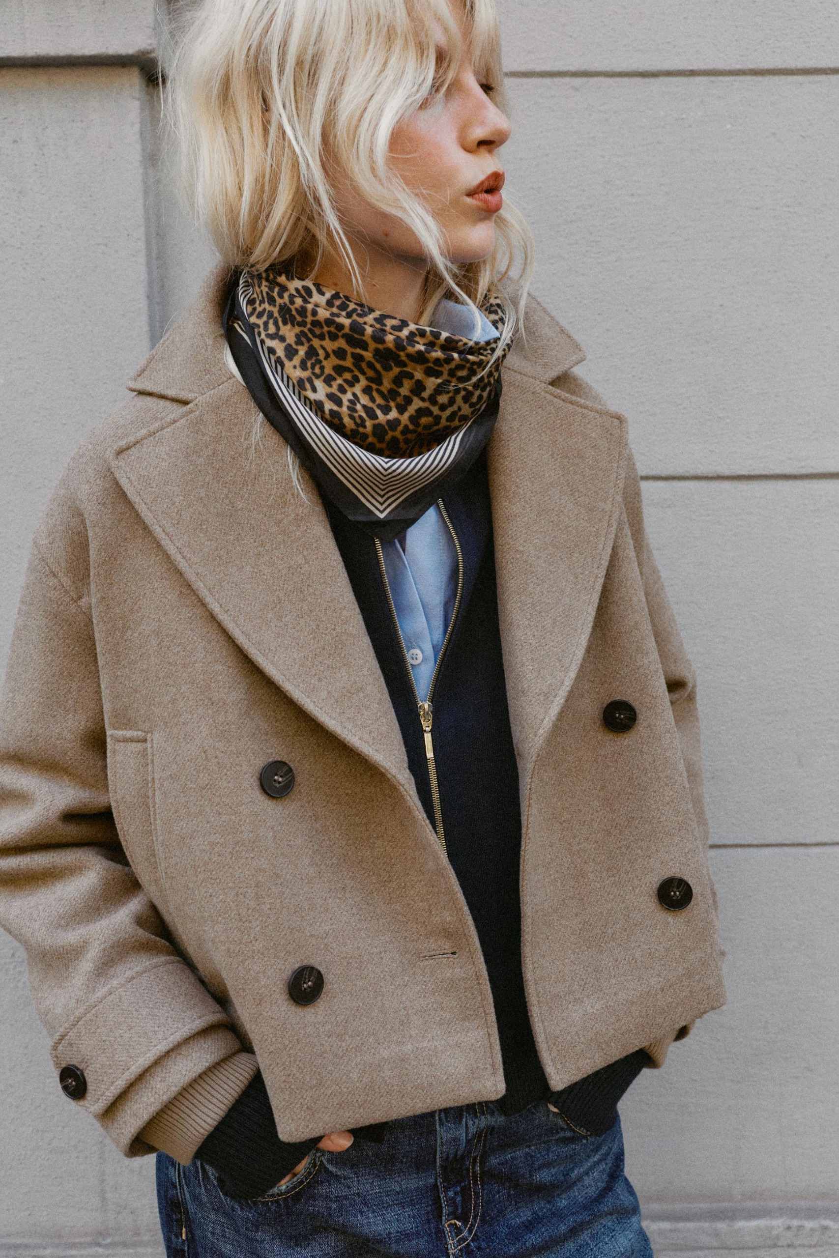 Animal Print Modal Silk Scarf - Leopard - M