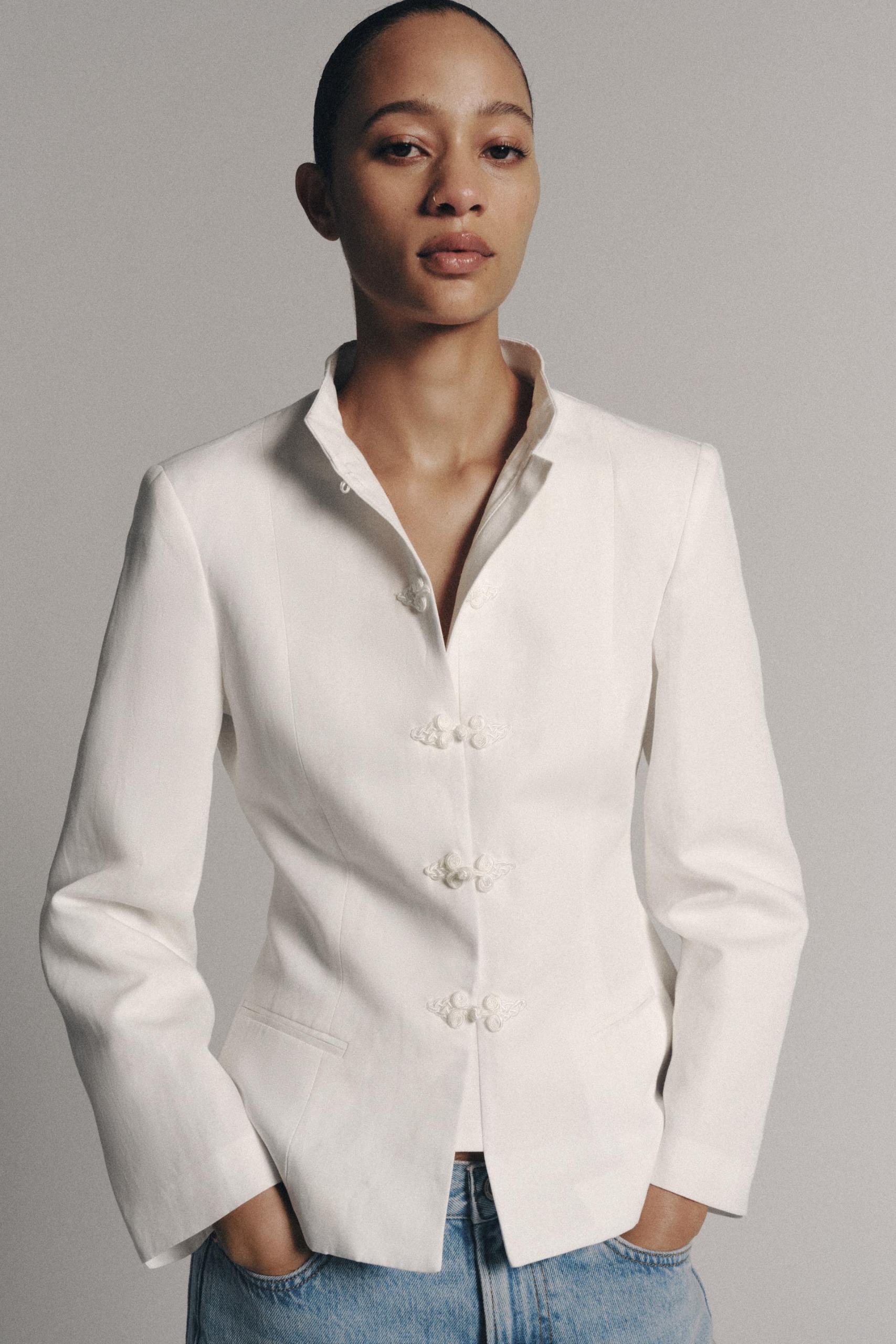 ZARA, Zw Collection Peplum Blazer With Frog Fastening