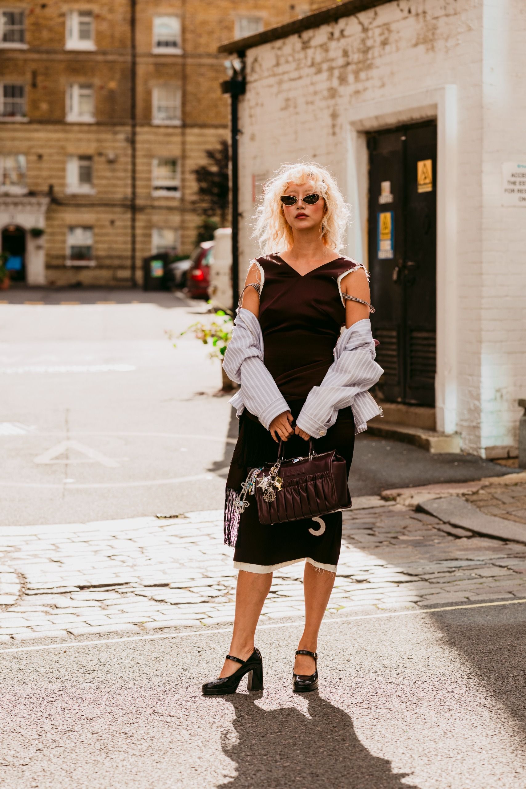 An attendee at London Fashion Week spring/summer 2027.