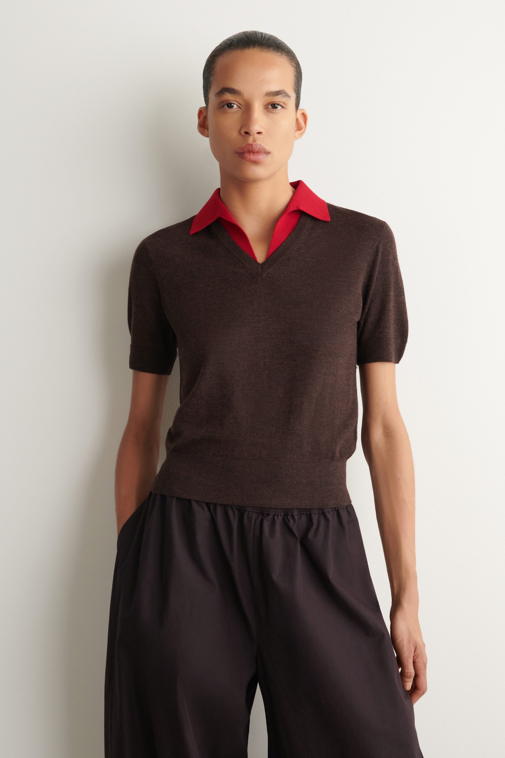 Merino Wool Layered Polo Shirt