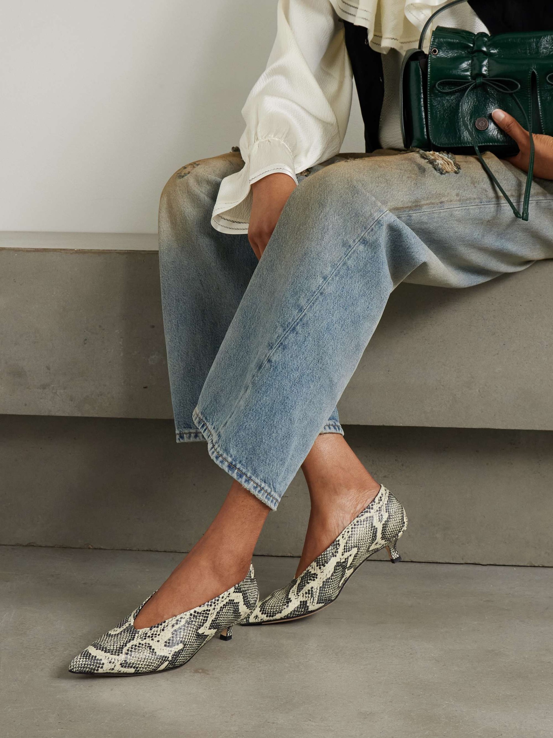 Clara Snake-Effect Leather Pumps