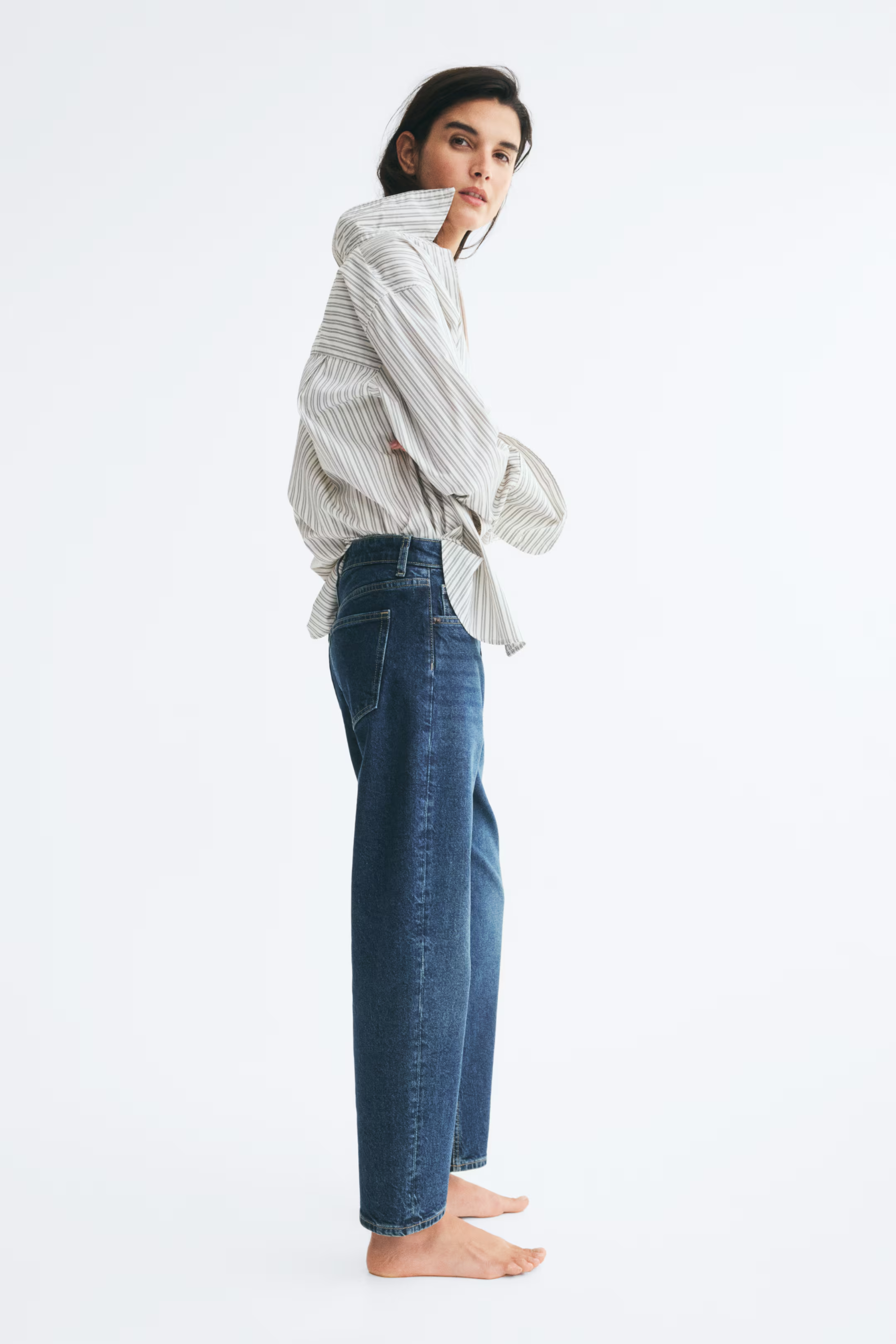 h&m, Mom Slim Fit High Waist Ankle Jeans