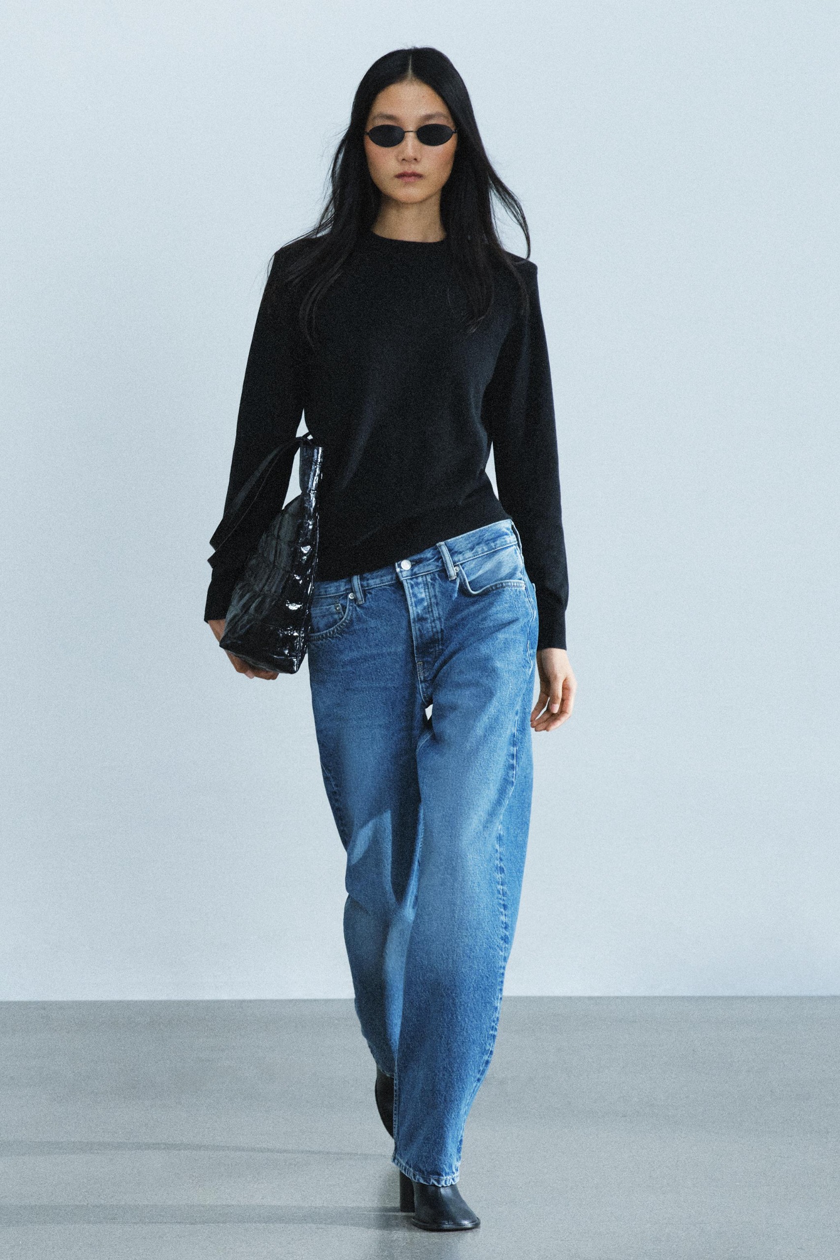 Shoulder Pad Knit Jumper - Black - S