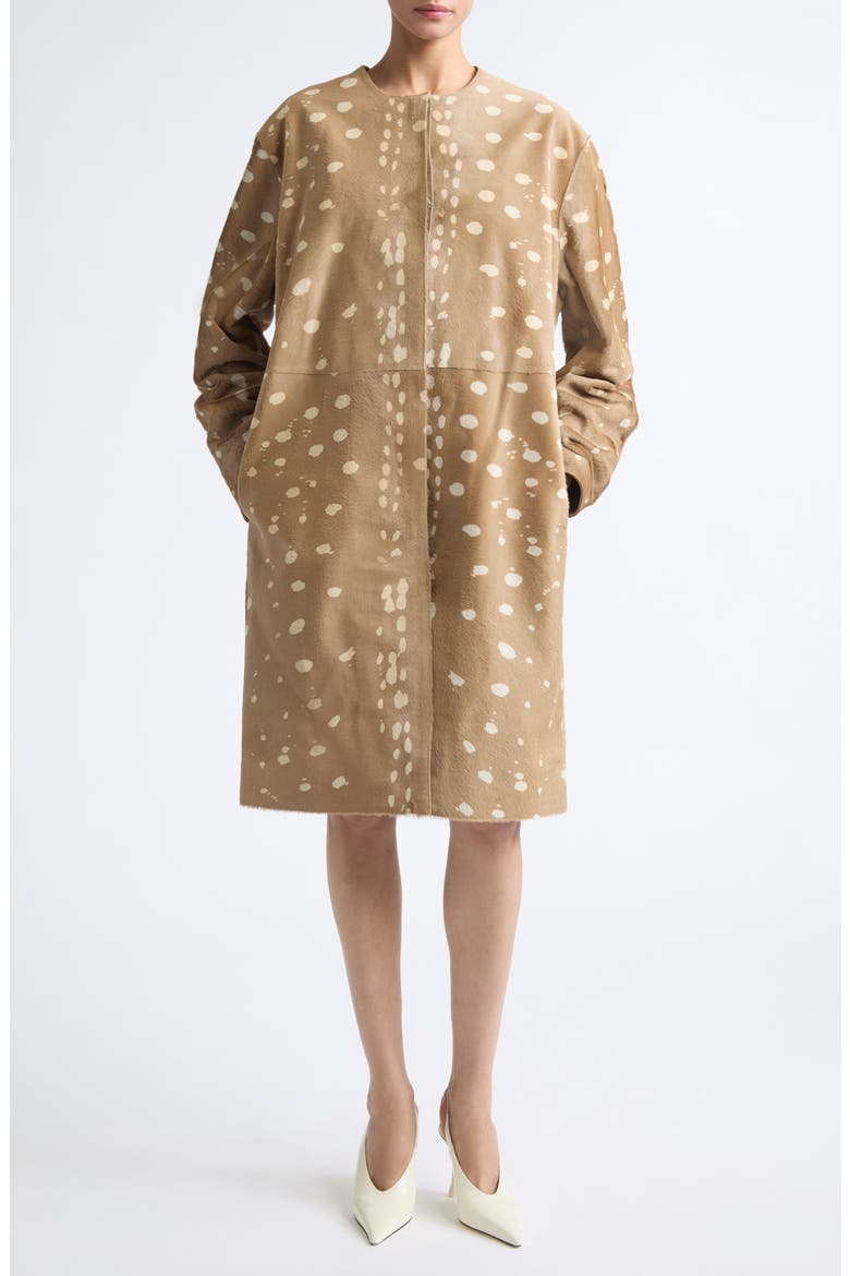 Liza Deer Print Genuine Calf Hair Coat