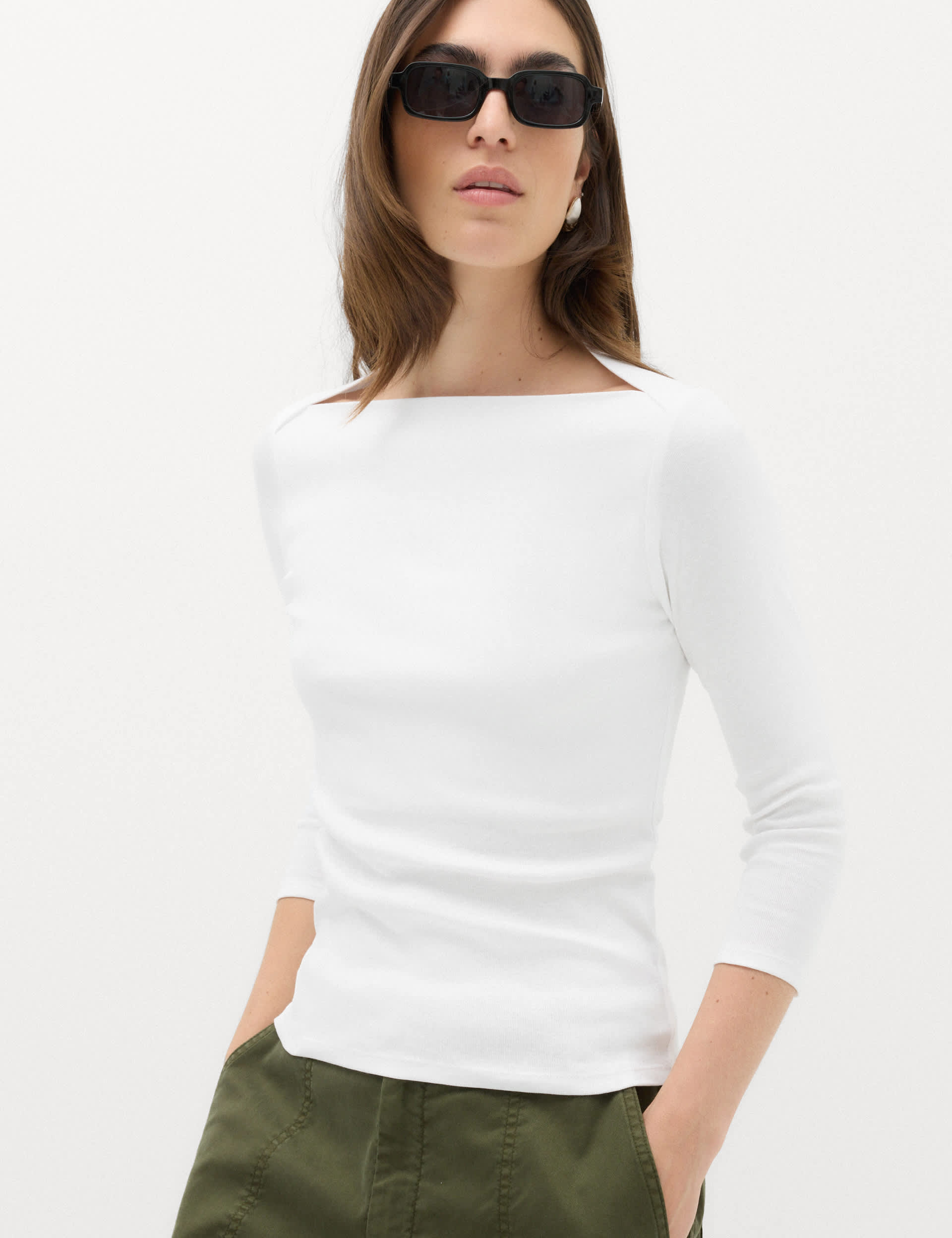Pure Cotton Slash Neck Top